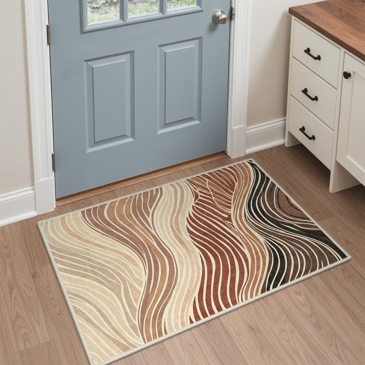 BEIMO 5x7 Green Abstract Area Rug, Washable Non-Slip for Bedroom | Soft Low-Pile Carpet, Lightweight and Easy to Vacuum, Sage Living Rooms, Dining Rooms, Bedrooms, and Home Offices