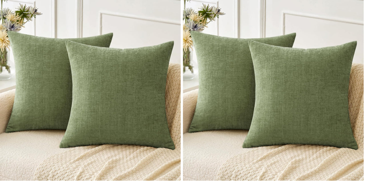 MIULEE Soft Chenille Fall Throw Pillow Covers Burnt Orange 18x18 Pack of 2 | Modern Fall Home Decor, Classic Decorative Pillows, Solid Dyed Cases, Boho Couch Cushion Covers for Sofa Bed Living Room