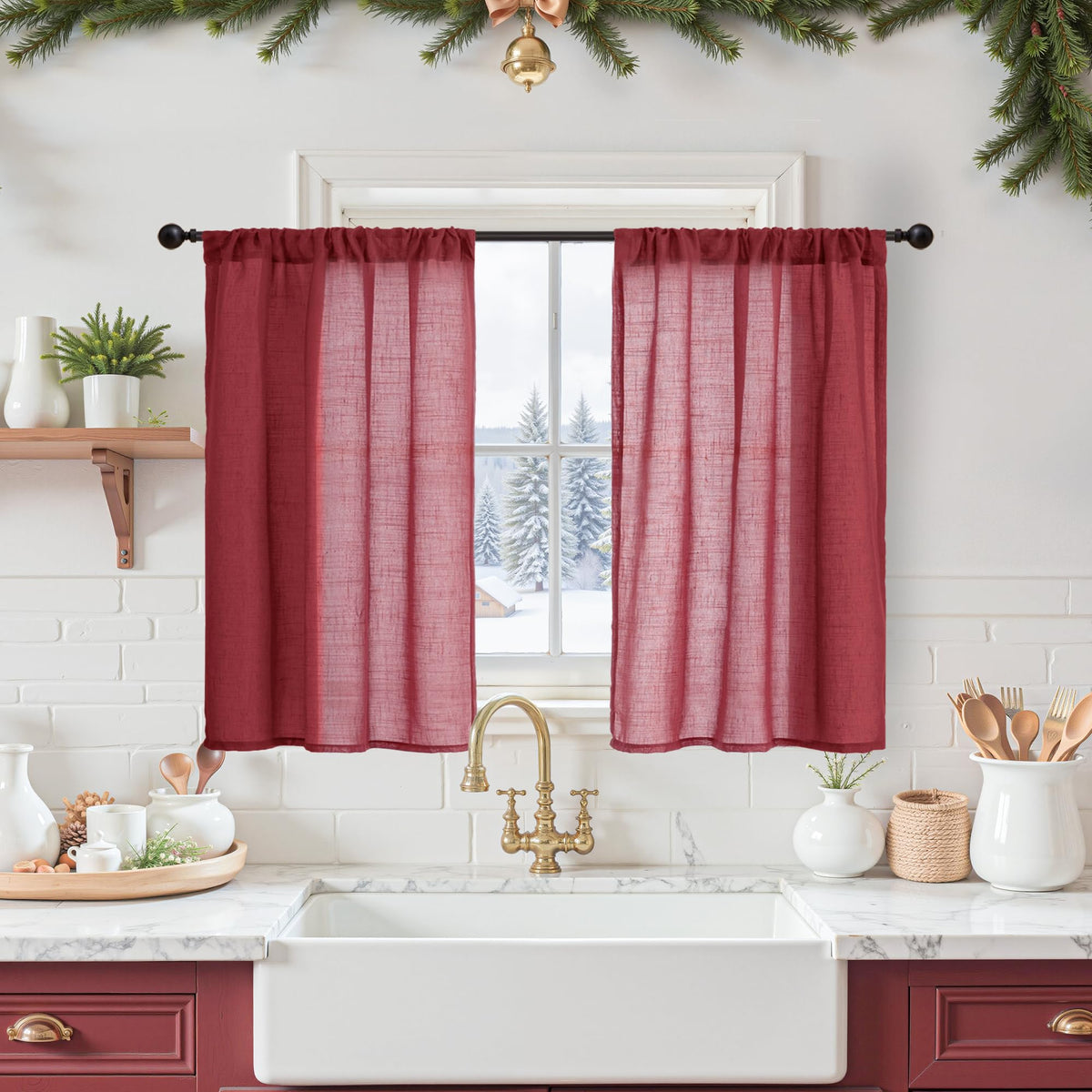 BGment Linen Sheer Curtains 84 Inches Long 2 Panels Set for Living Room | Light Filtering Drapes with Rod Pocket Lightweight Window Treatments for Bedroom, 52 X 84 Inch Length