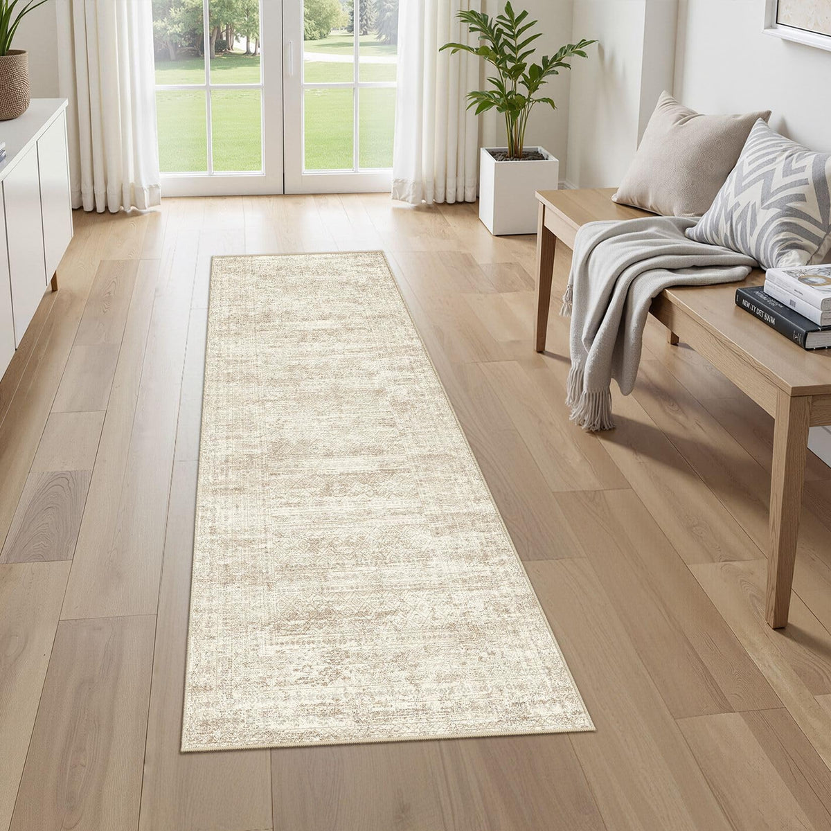 UERMEI 8x10 Area Rug Living Room Rugs - Washable Neutral Modern Abstract Soft Thin Large Rug Indoor Floor No Slip Rug Carpet for Bedroom Under Dining Table Home Office Decor - Brown Grey