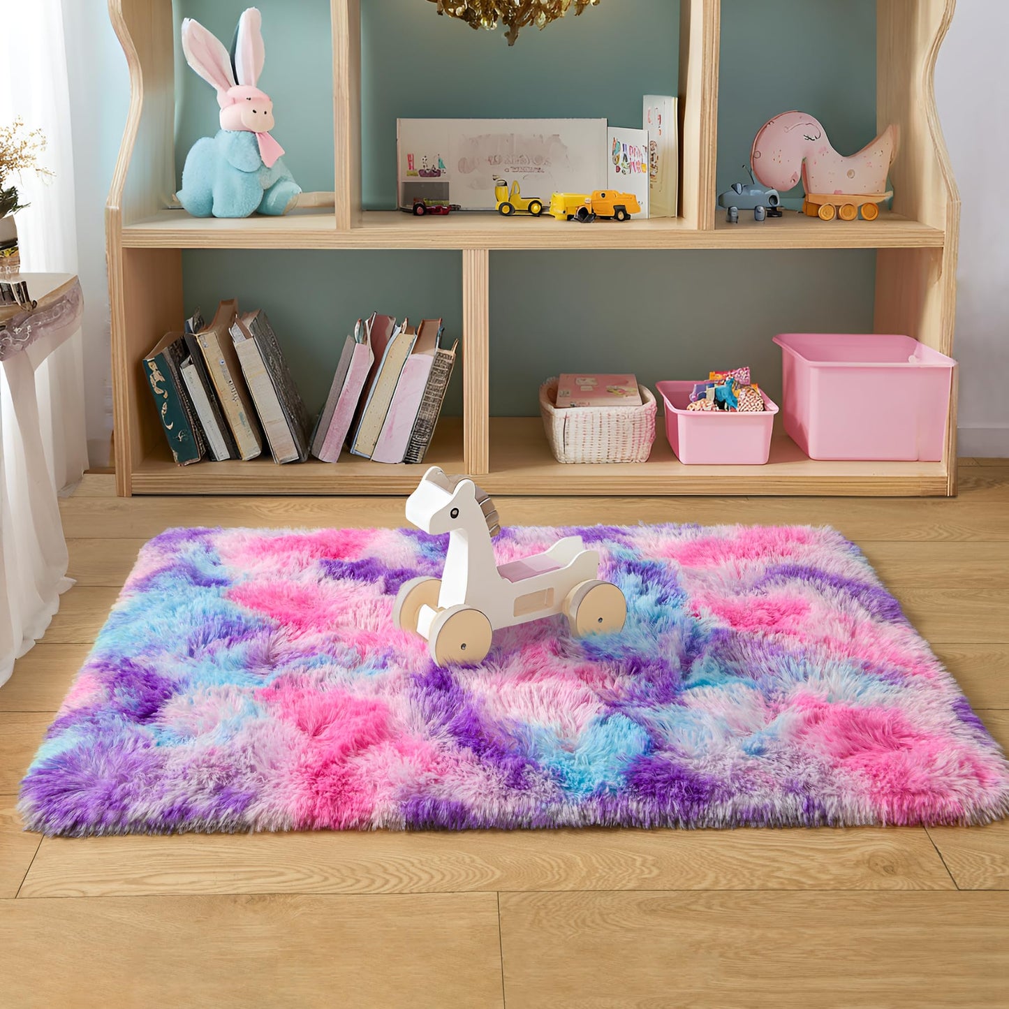 Area Rugs 9x12 for Living Room, Super Soft Fluffy Rugs for Bedroom | Modern Shaggy Rug Fuzzy Carpets for Kids, Plush Indoor Nursery Home Decor Rug with Non-Slip Bottom, Black