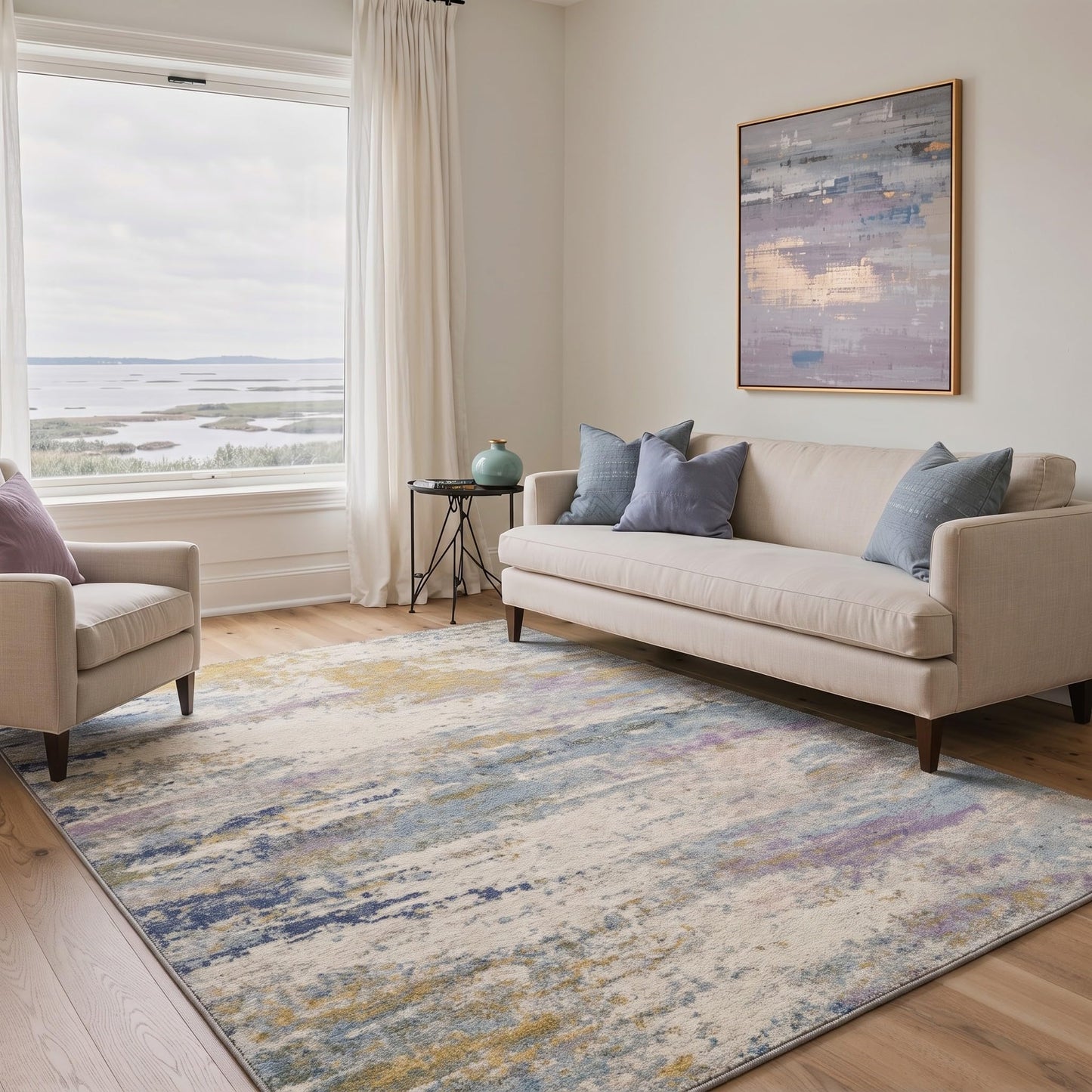 BEIMO 5x7 Green Abstract Area Rug, Washable Non-Slip for Bedroom | Soft Low-Pile Carpet, Lightweight and Easy to Vacuum, Sage Living Rooms, Dining Rooms, Bedrooms, and Home Offices