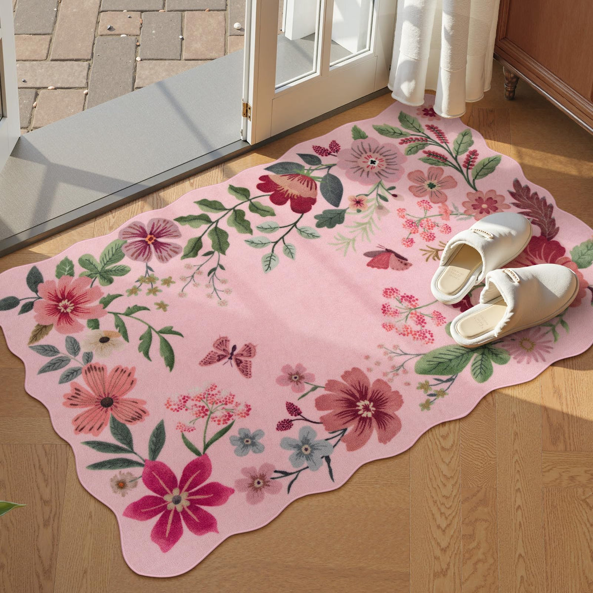 Lahome Floral Living Room Rugs, Area Rugs 5x7 Rug for Bedroom Ultra-Thin Soft Rug, Non-Slip Washable Rugs Stain Resistant Boho Rug Flore Throw Rug for ‎Dining Room Office (5x7ft,Green)