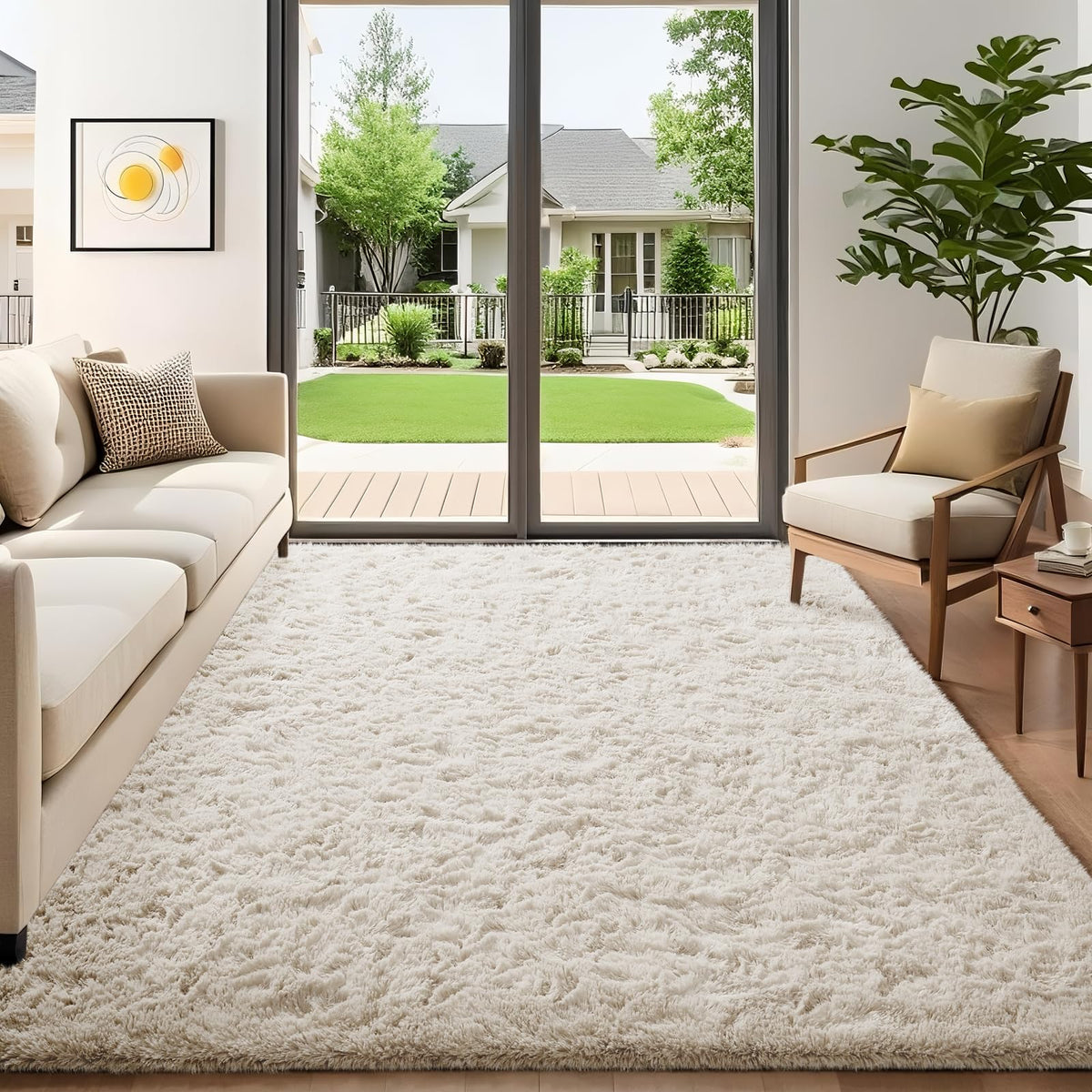 Ophanie Area Rugs for Living Room Bedroom, Washable Non-Slip Fluffy Soft Grey Shag Carpet, Indoor Floor Gray 4x6 Fuzzy Shaggy Living Room Plush Rug for Kids Home Dorm Decor Aesthetic