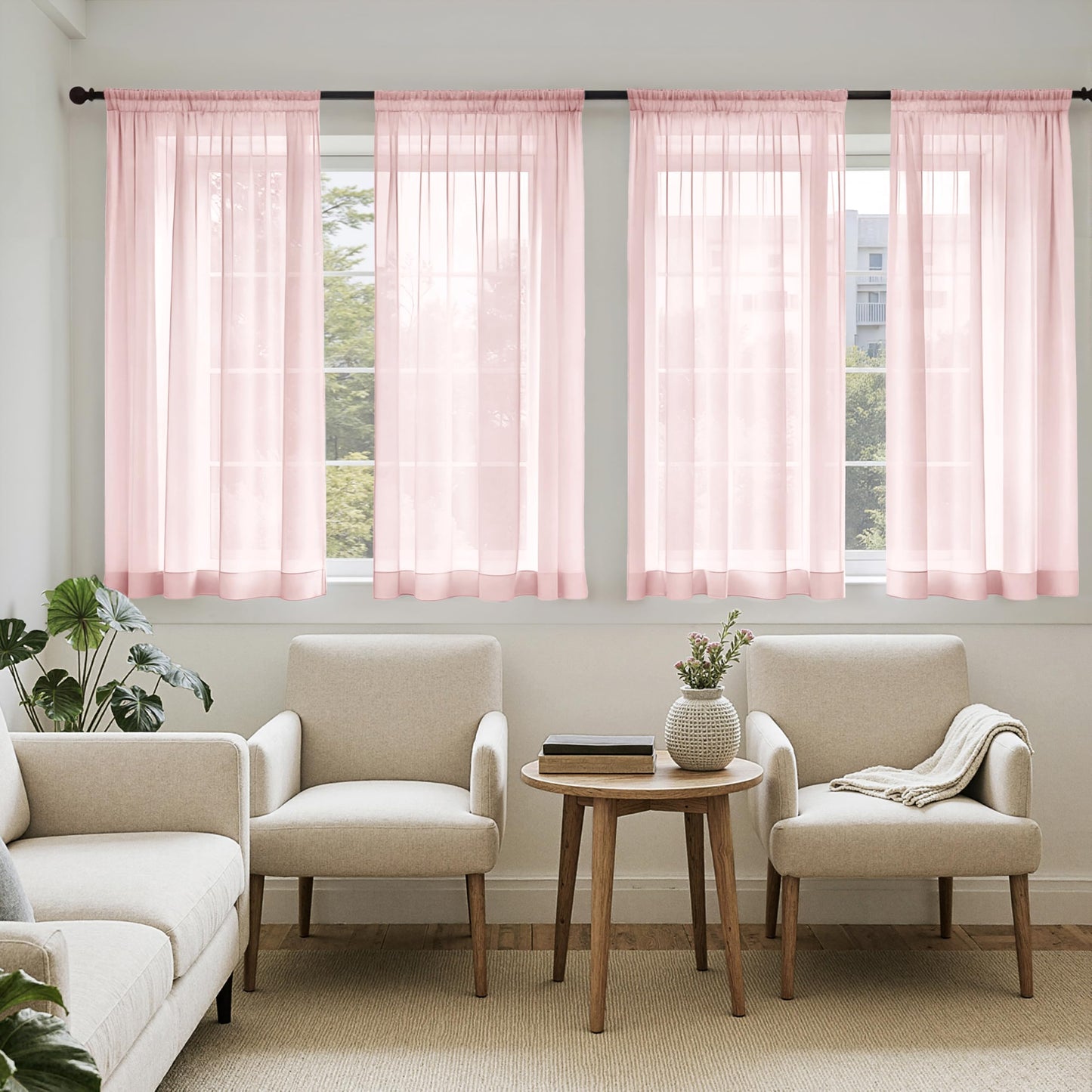 MIULEE Black Sheer Curtains 84 Inches Long 4 Panels 42 x 84 Inches | Light Filtering, Rod Pocket, Voile Drapes, Living Room, Bedroom, Window Treatments