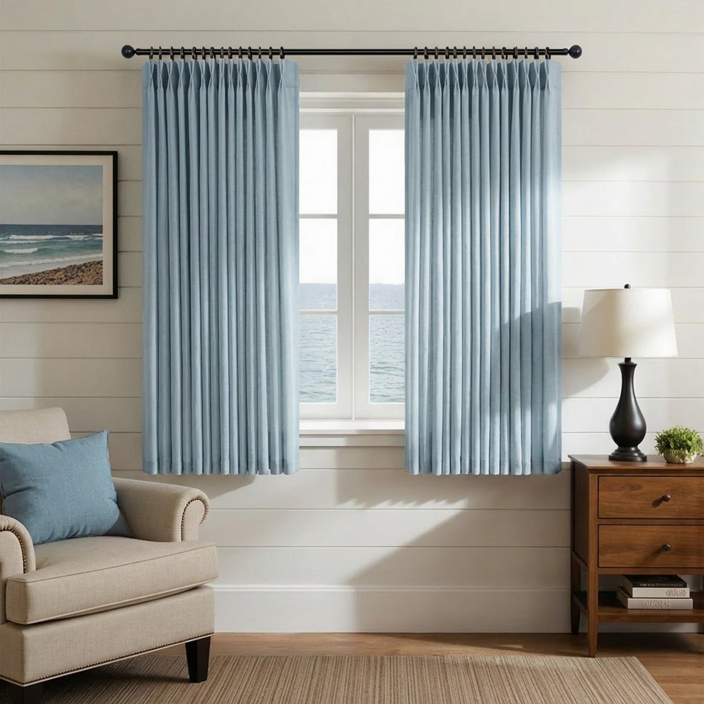 White Linen Pleated Curtains 84 Inches Long for Bedroom Back Tab Light Filtering Sheer Pinch Pleat Drapes Hook Ring Modern Farmhouse Coastal Cotton Textured Gauze Curtain Living Room 84 Length 2 Panel