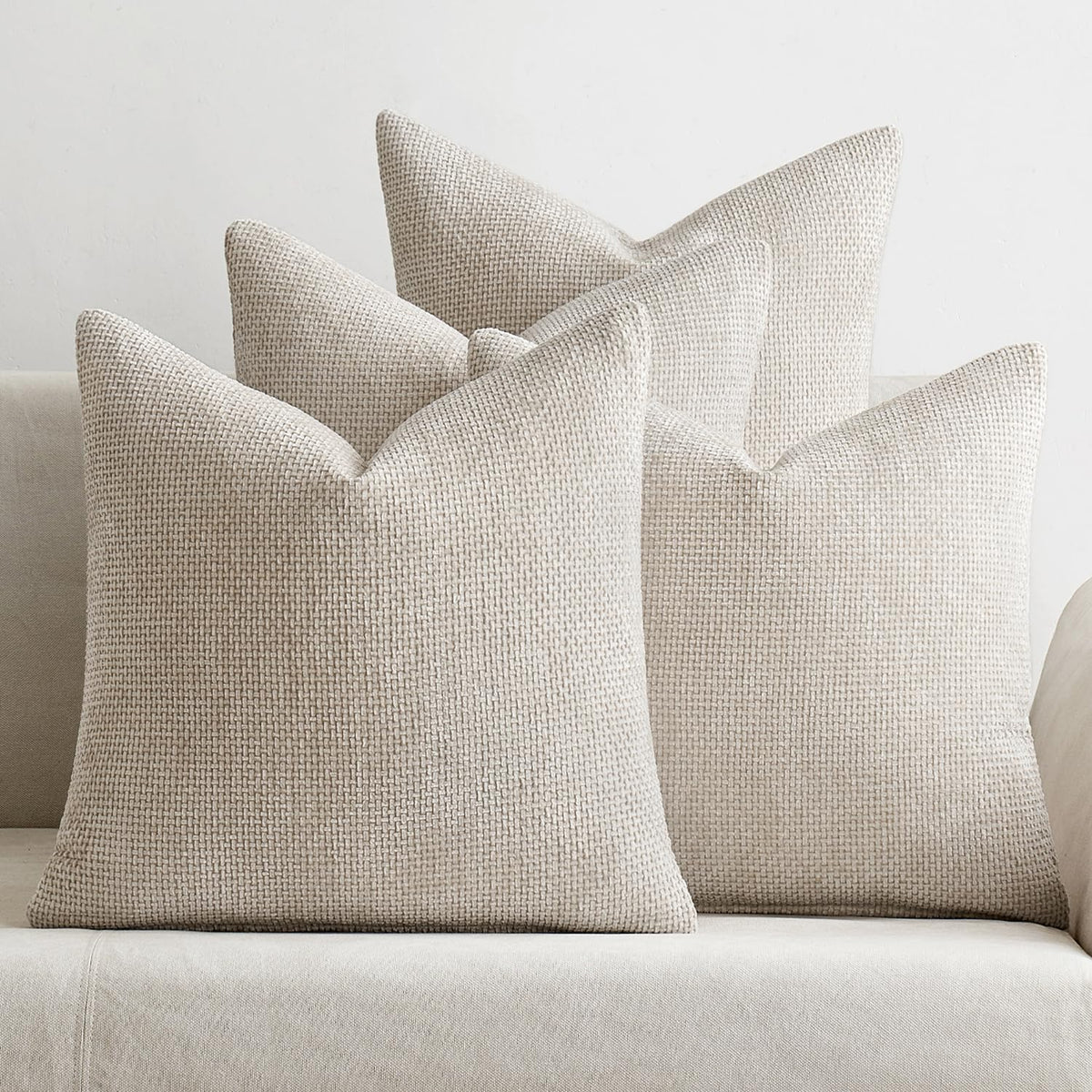 MIULEE Soft Decorative Chenille Pillow Covers Blue Series 18x18 Pack of 4 | Modern Coastal Decor, Blue Gradient Set, Couch Throw Pillows, Farmhouse Boho Cushion Covers for Sofa Bed Living Room