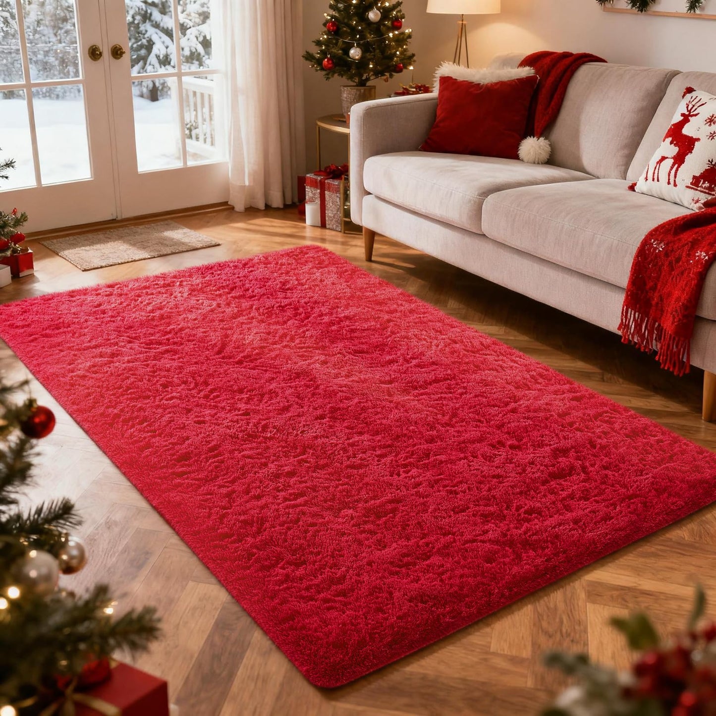 Ophanie Area Rugs for Living Room Bedroom, Washable Non-Slip Fluffy Soft Grey Shag Carpet, Indoor Floor Gray 4x6 Fuzzy Shaggy Living Room Plush Rug for Kids Home Dorm Decor Aesthetic