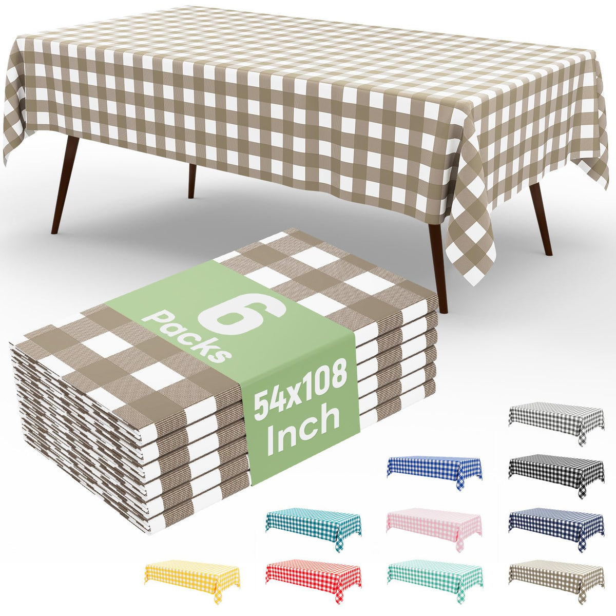 4 Packs Buffalo Disposable Table Cloth, 54 x 108 Inch Waterproof Plastic Tablecloth, Rectangle Red and White Checkered Table Covers for Picnic, Birthday, Party, Back to School