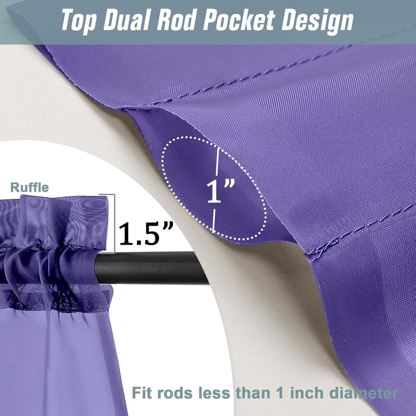 Purple Window Sheer Curtains 54 inch Length, Soft Airy Light Filtering Sheer Curtain 2 Panels Set, Dual Rod Pocket Gauze Purple Drapes for Living Room Bedroom, 2x42Wx54L Inches