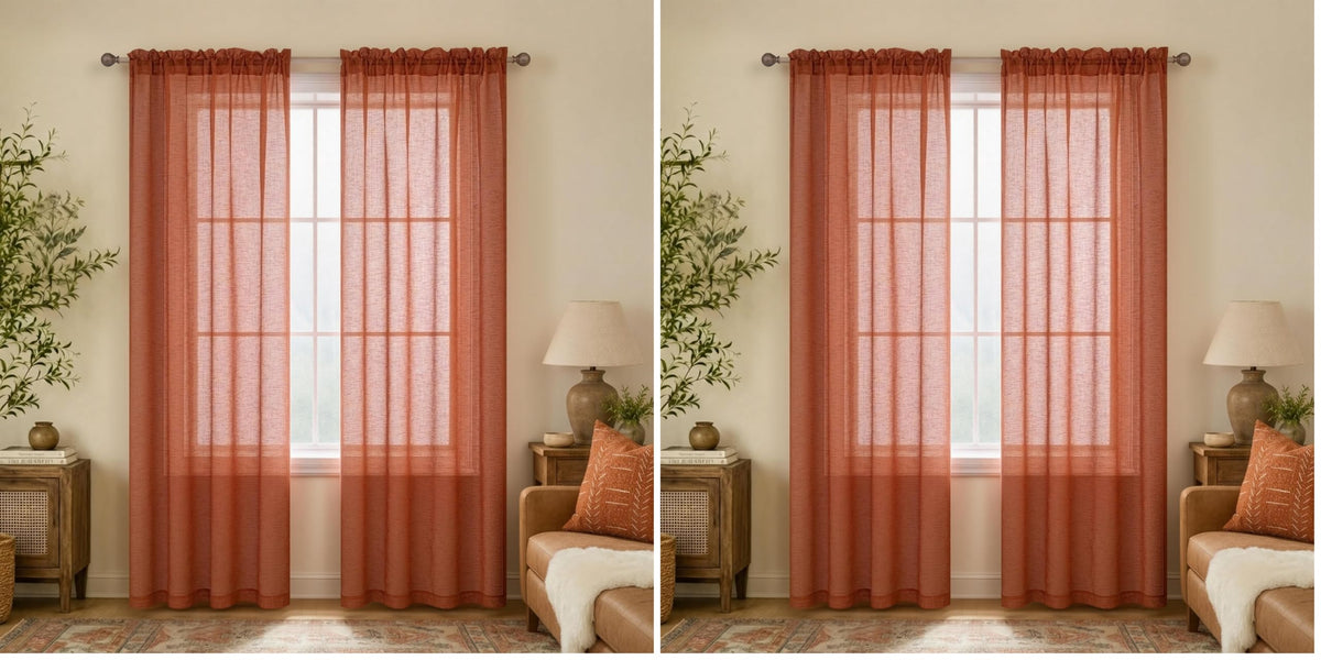 KOUFALL White Sheer Curtains 84 Inches Long 2 Panels,Gauze Cheese Cloth Linen Look Rod Pocket Flowy See Through Curtains for Living Room Bedroom