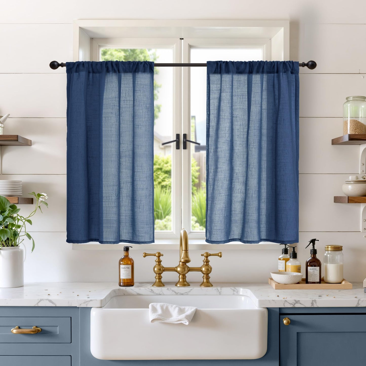 BGment Linen Sheer Curtains 84 Inches Long 2 Panels Set for Living Room | Light Filtering Drapes with Rod Pocket Lightweight Window Treatments for Bedroom, 52 X 84 Inch Length