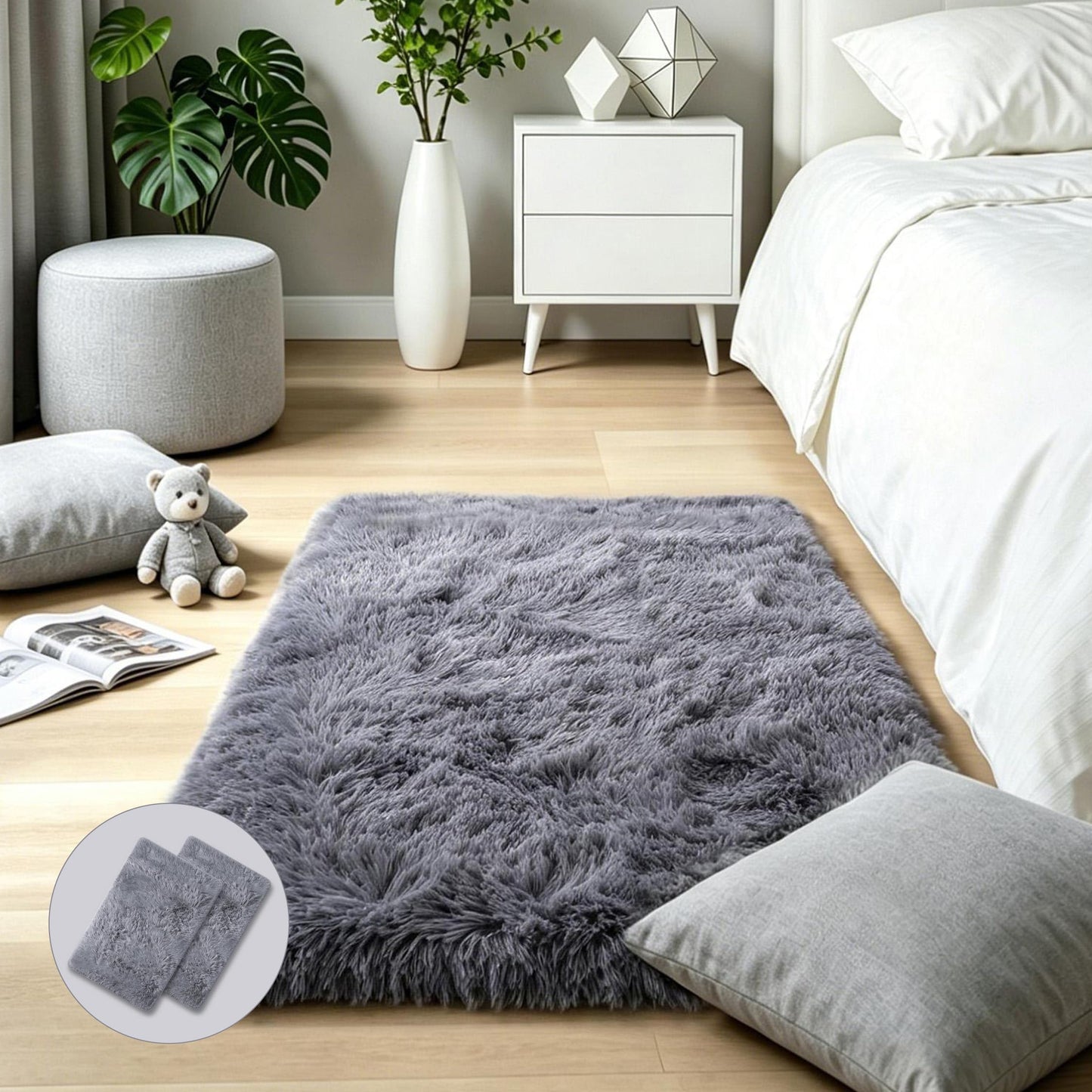 Pink Fluffy 4x6 Area Rugs for Bedroom Girls, Plush Washable Carpet | Area Rug for Kids Room, Nursery, Dorm Room, Non Slip Shaggy Floor Carpet