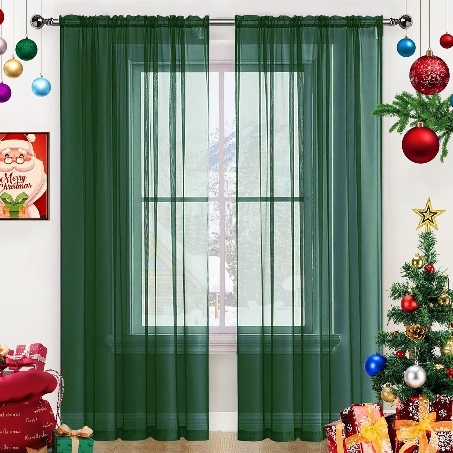 SpaceDresser Basic Rod Pocket Sheer Voile Window Curtain Panels White 1 Pair 2 Panels 52 Width 84 Inch Long for Kitchen Bedroom Children Living Room Yard(White,52 W x 84 L)
