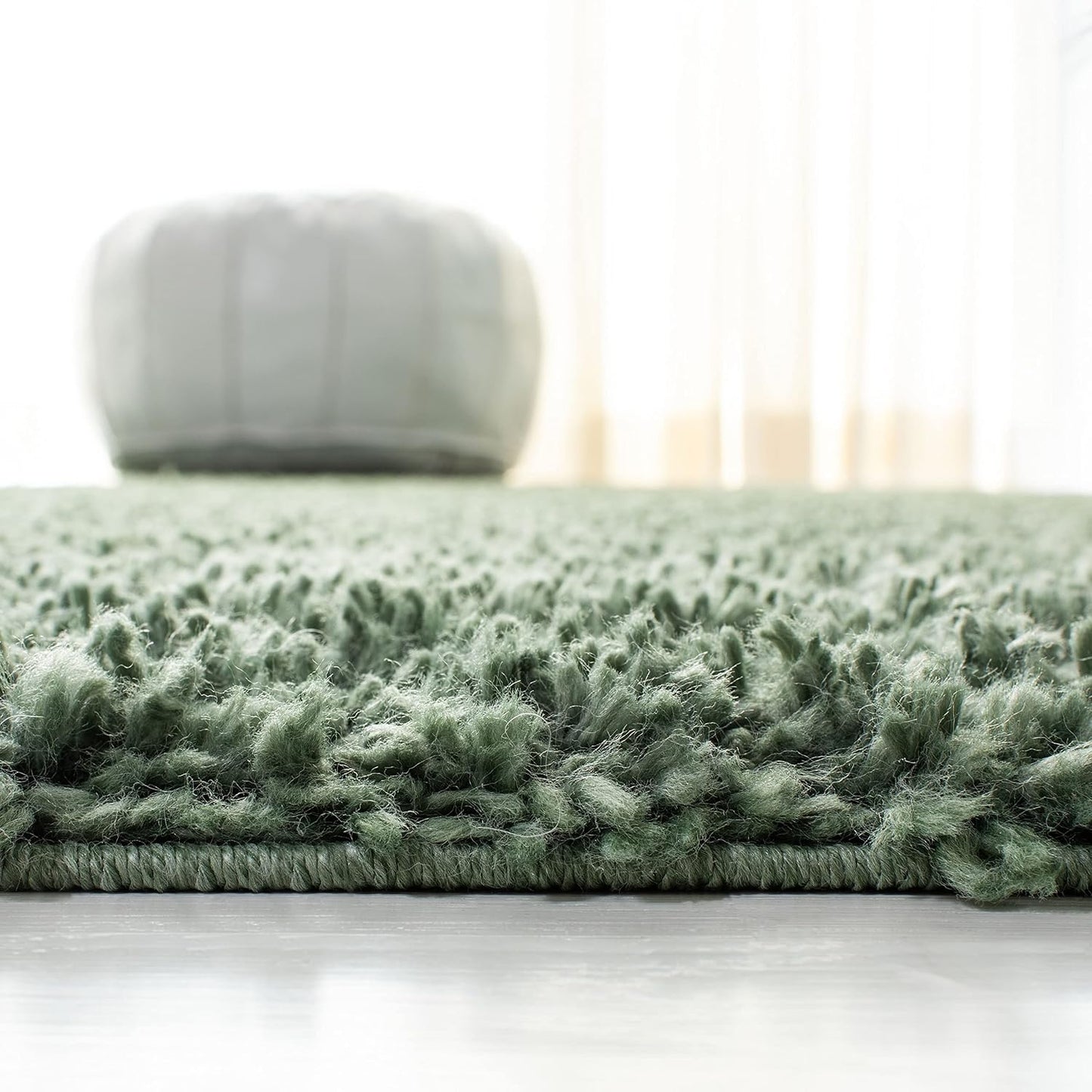 SAFAVIEH August Shag Collection Area Rug - 10' x 14', Green, Solid Design, Non-Shedding & Easy Care, 1.5-inch Thick Ideal for High Traffic Areas in Living Room, Bedroom (AUG200Y)
