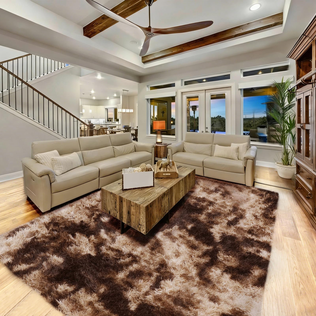 8x10 Cream Fluffy Shag Area Rug, Non-Slip Soft Carpet for Home | Soft Plush Rug With Durable Non-Slip Backing. Ideal for Living Room, Bedroom, Kids Room. Thick, Cozy, Modern Design.