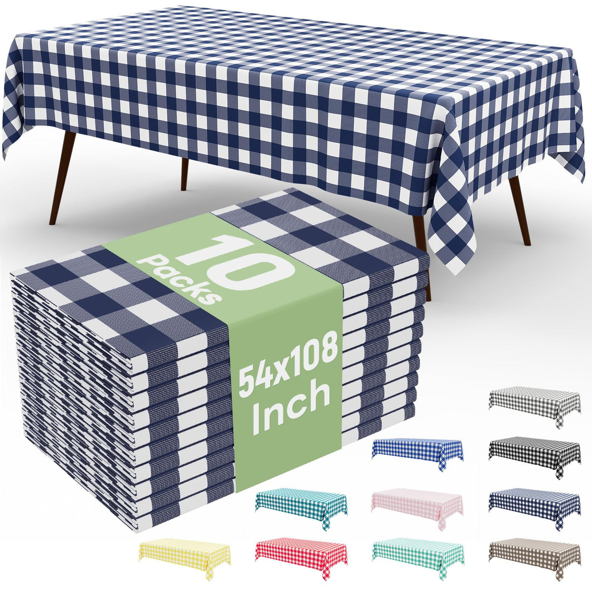 4 Packs Buffalo Disposable Table Cloth, 54 x 108 Inch Waterproof Plastic Tablecloth, Rectangle Red and White Checkered Table Covers for Picnic, Birthday, Party, Back to School