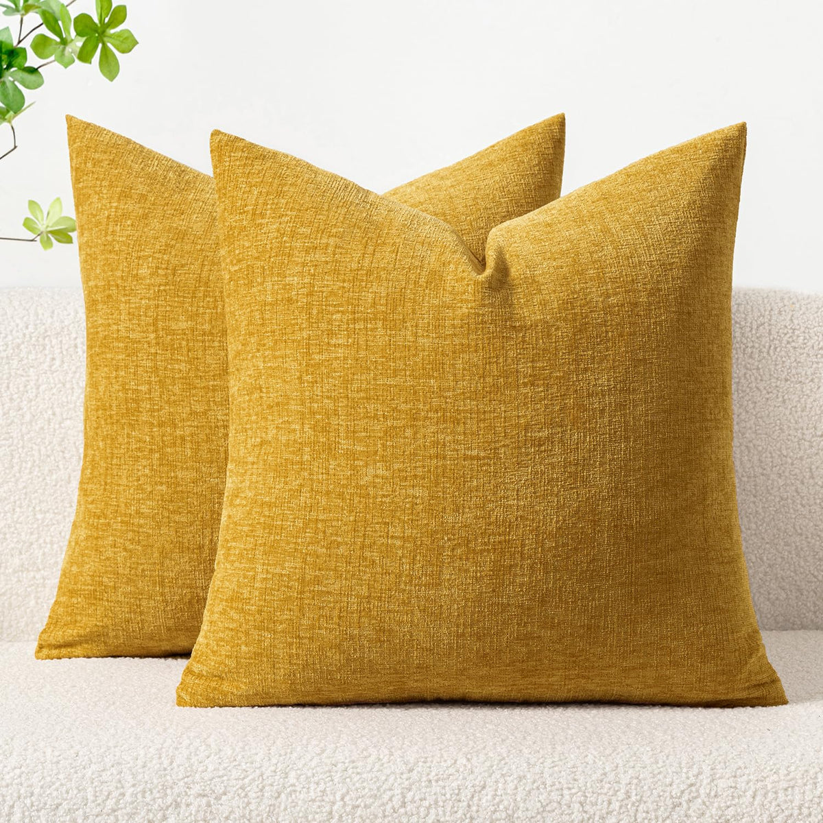 MIULEE Soft Chenille Fall Throw Pillow Covers Burnt Orange 18x18 Pack of 2 | Modern Fall Home Decor, Classic Decorative Pillows, Solid Dyed Cases, Boho Couch Cushion Covers for Sofa Bed Living Room
