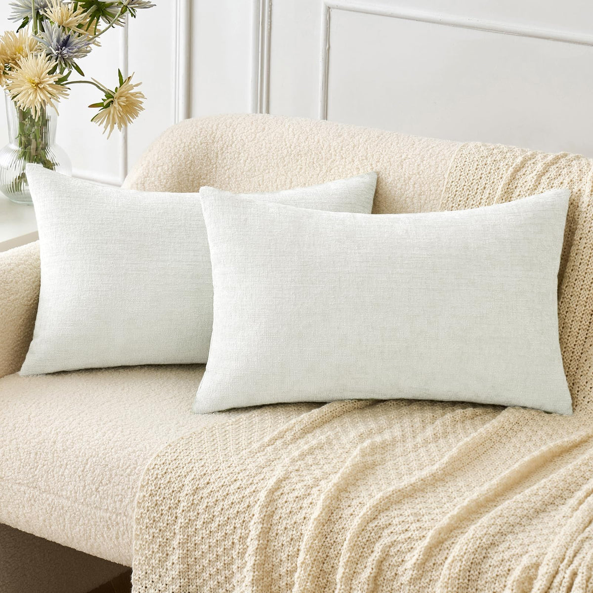 MIULEE Soft Chenille Fall Throw Pillow Covers Burnt Orange 18x18 Pack of 2 | Modern Fall Home Decor, Classic Decorative Pillows, Solid Dyed Cases, Boho Couch Cushion Covers for Sofa Bed Living Room