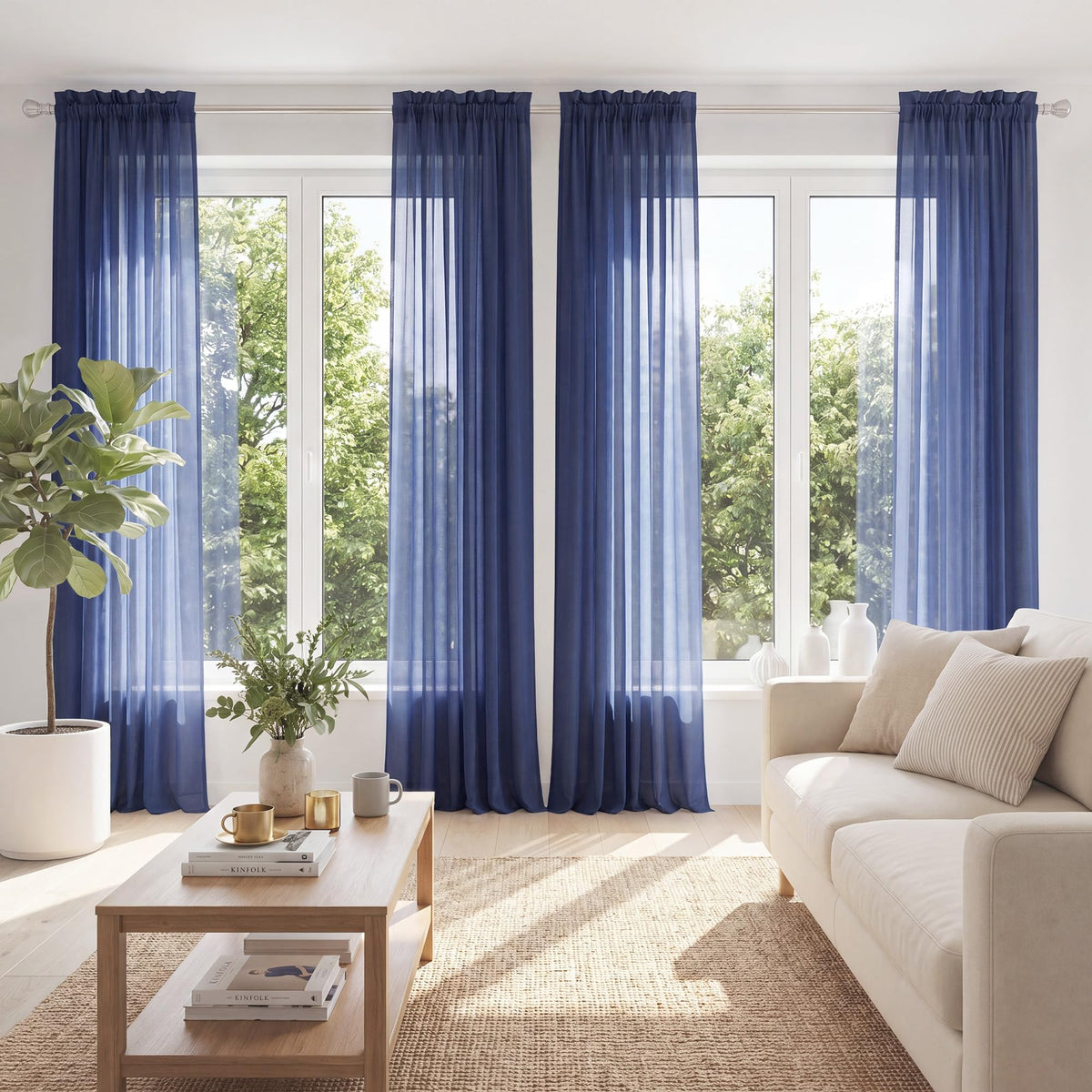 PONY DANCE 4 Panels White Sheer Curtains 96 Inches Long, W 42" x L 96" | Rod Pocket Light Filtering Voile Window Drapes for Living Room & Bedroom, Airy Soft Breathable Fabric Window Treatments
