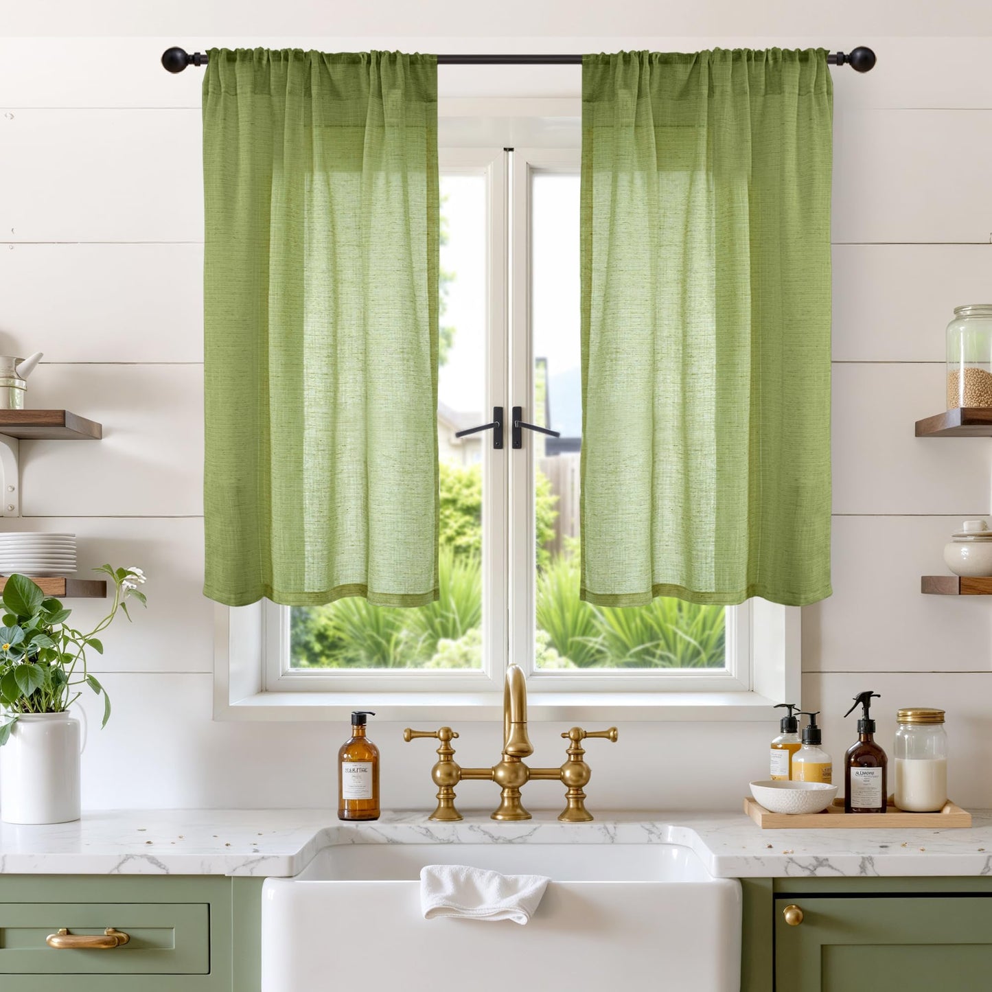 BGment Linen Sheer Curtains 84 Inches Long 2 Panels Set for Living Room | Light Filtering Drapes with Rod Pocket Lightweight Window Treatments for Bedroom, 52 X 84 Inch Length