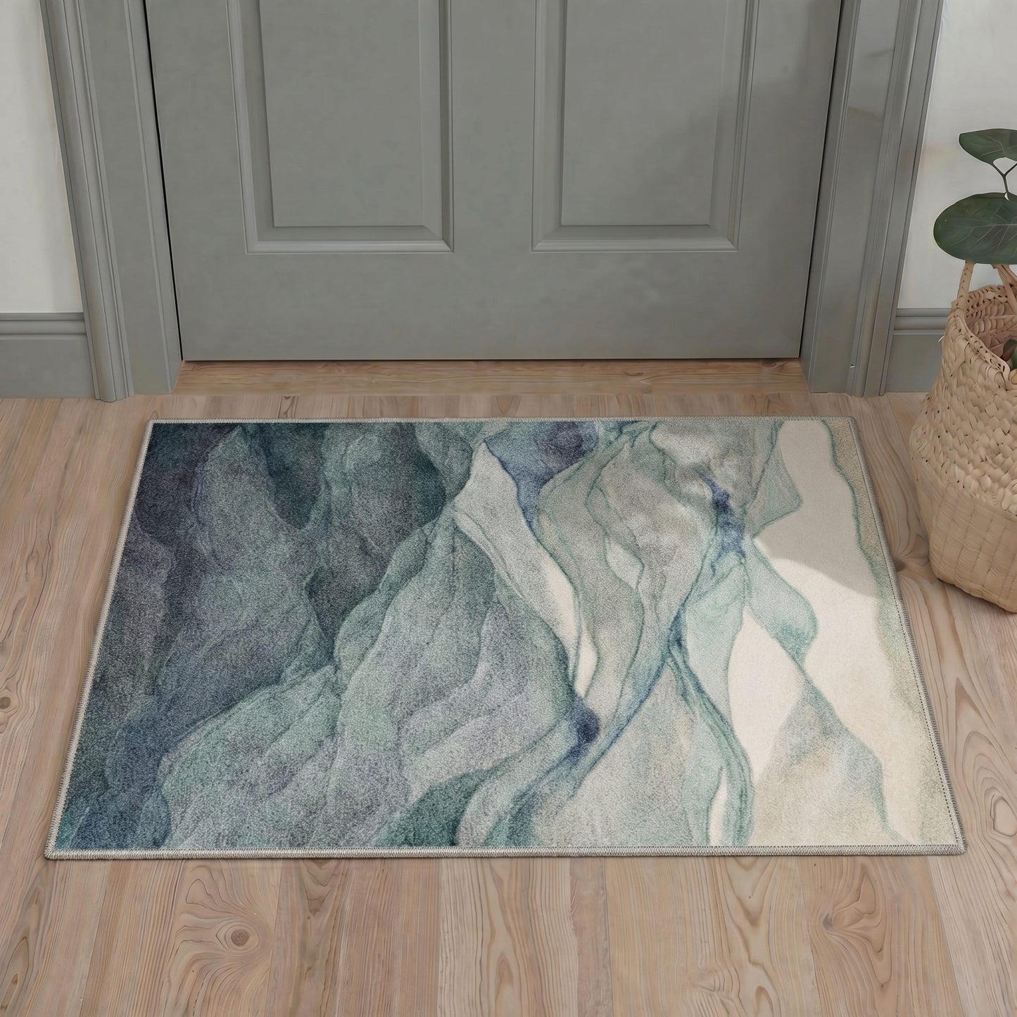 BEIMO 5x7 Green Abstract Area Rug, Washable Non-Slip for Bedroom | Soft Low-Pile Carpet, Lightweight and Easy to Vacuum, Sage Living Rooms, Dining Rooms, Bedrooms, and Home Offices