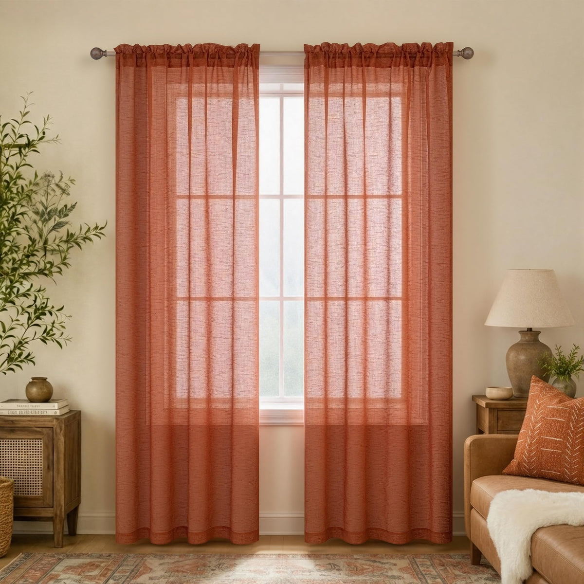 KOUFALL White Sheer Curtains 84 Inches Long 2 Panels,Gauze Cheese Cloth Linen Look Rod Pocket Flowy See Through Curtains for Living Room Bedroom