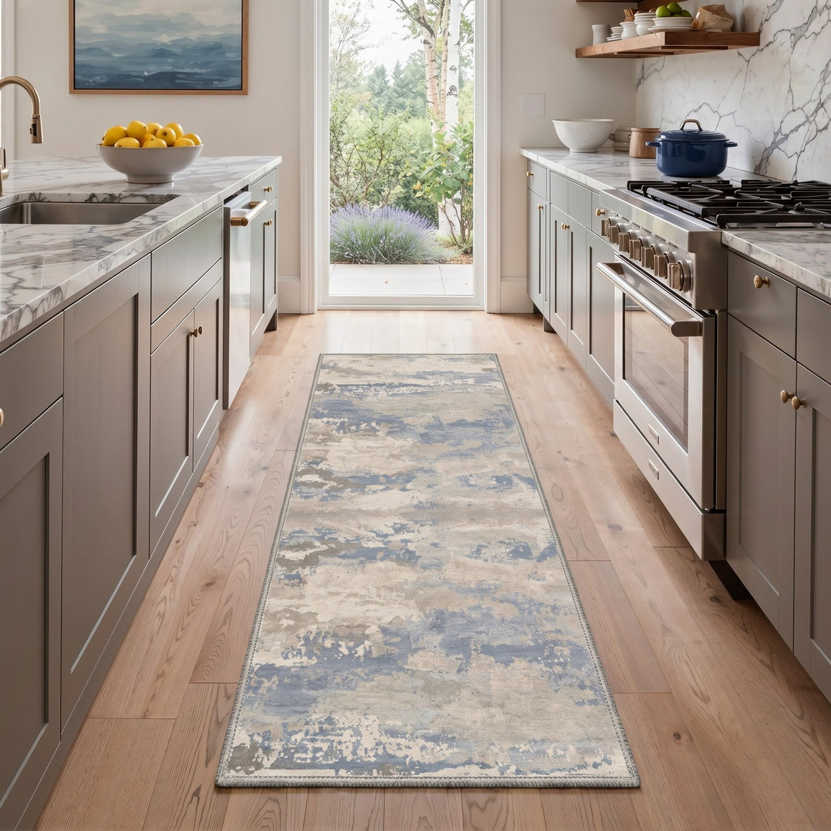 BEIMO 5x7 Green Abstract Area Rug, Washable Non-Slip for Bedroom | Soft Low-Pile Carpet, Lightweight and Easy to Vacuum, Sage Living Rooms, Dining Rooms, Bedrooms, and Home Offices
