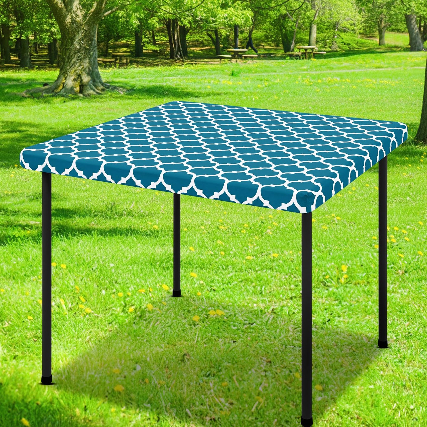 Smiry Picnic Fitted Table Cover, 6 Foot Flannel Backed Vinyl Tablecloth | Waterproof Elastic Stretch Table Cloth, Wipeable Plastic Tablecloth for Camping, Indoor & Outdoor (Grey, 30" x 72")
