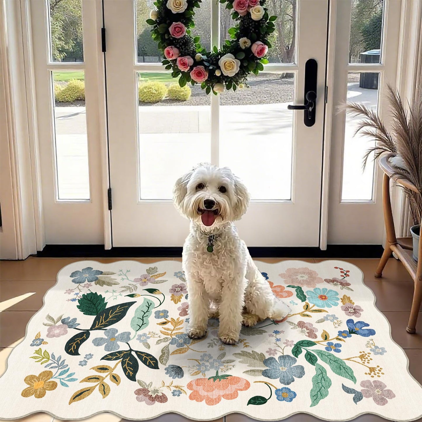 2x6 Hallway Washable Runner Rug : Vintage Soft Kitchen Laundry Runner with Non Slip Backing Farmhouse Entryway Living Room Floor Mat Stain Resistant Carpet for Bedroom Bathroom Distressed Beside Rug