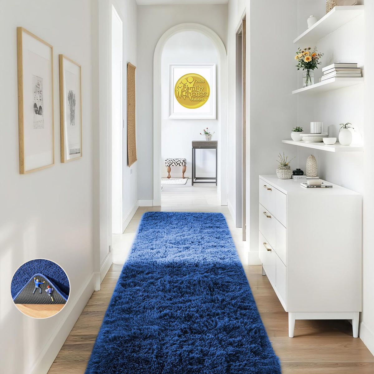 Ophanie 8x10 Area Rugs for Living Room, Washable Non-Slip Fluffy Soft Large Shag Bedroom Carpet, Ivory Big Indoor Nursery Rug, Carpets for Boy and Girls Room Dorm Decor with Over 99 pcs Pile fibers