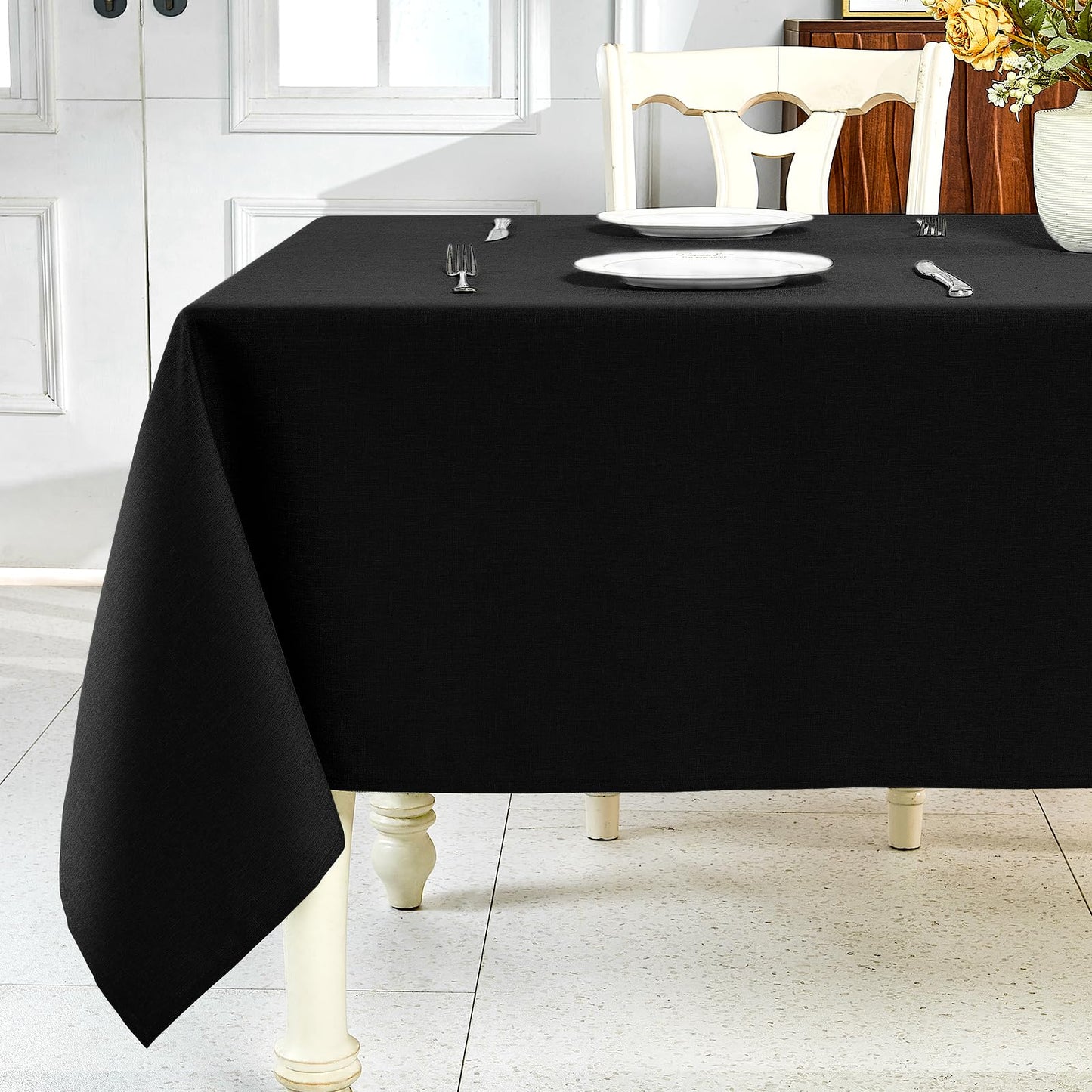 IVAPUPU Textured Linen Rectangle Table Cloth, Sage Green, 52 x 70 Inch | Waterproof Wrinkle-free & Wipeable Tablecloths Rectangular, for Kitchen Wedding Outdoor Birthday Dining Farmhouse Decor