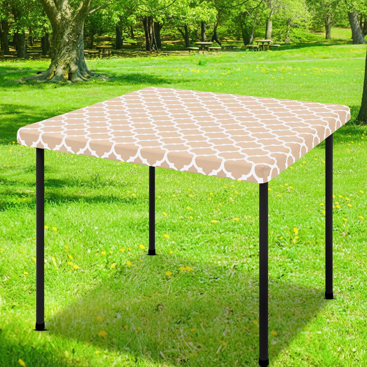 Smiry Picnic Fitted Table Cover, 6 Foot Flannel Backed Vinyl Tablecloth | Waterproof Elastic Stretch Table Cloth, Wipeable Plastic Tablecloth for Camping, Indoor & Outdoor (Grey, 30" x 72")