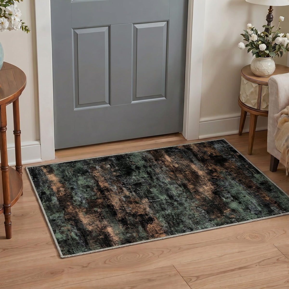 BEIMO 5x7 Green Abstract Area Rug, Washable Non-Slip for Bedroom | Soft Low-Pile Carpet, Lightweight and Easy to Vacuum, Sage Living Rooms, Dining Rooms, Bedrooms, and Home Offices