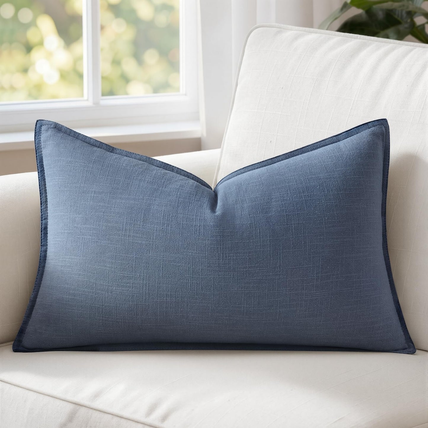 MIULEE Decorative Linen Lumbar Pillow Cover 14x36 Inch Natural Beige | Boho Farmhouse Neutral Couch Long Throw Pillow for Bed, Pack of 1 Accent Modern Pillowcase, Sofa Livingroom Home Decor