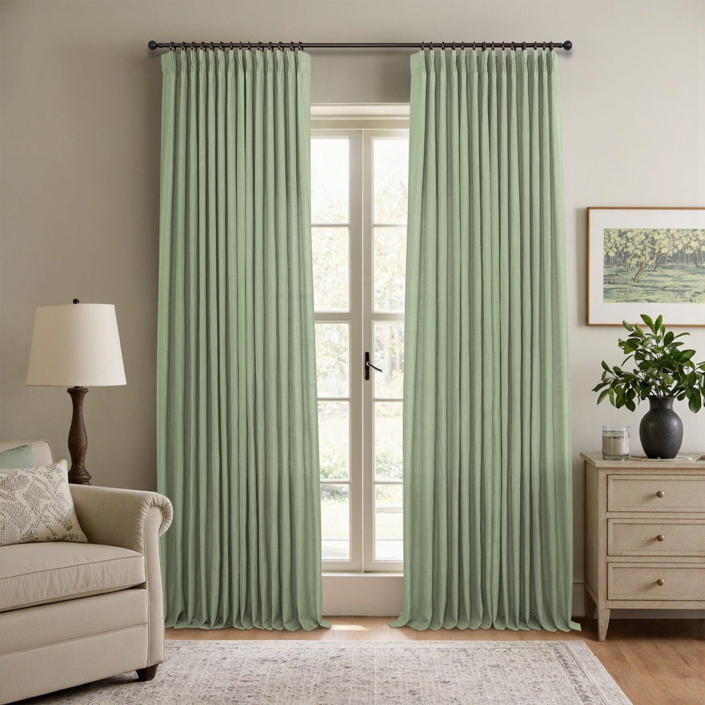 White Linen Pleated Curtains 84 Inches Long for Bedroom Back Tab Light Filtering Sheer Pinch Pleat Drapes Hook Ring Modern Farmhouse Coastal Cotton Textured Gauze Curtain Living Room 84 Length 2 Panel
