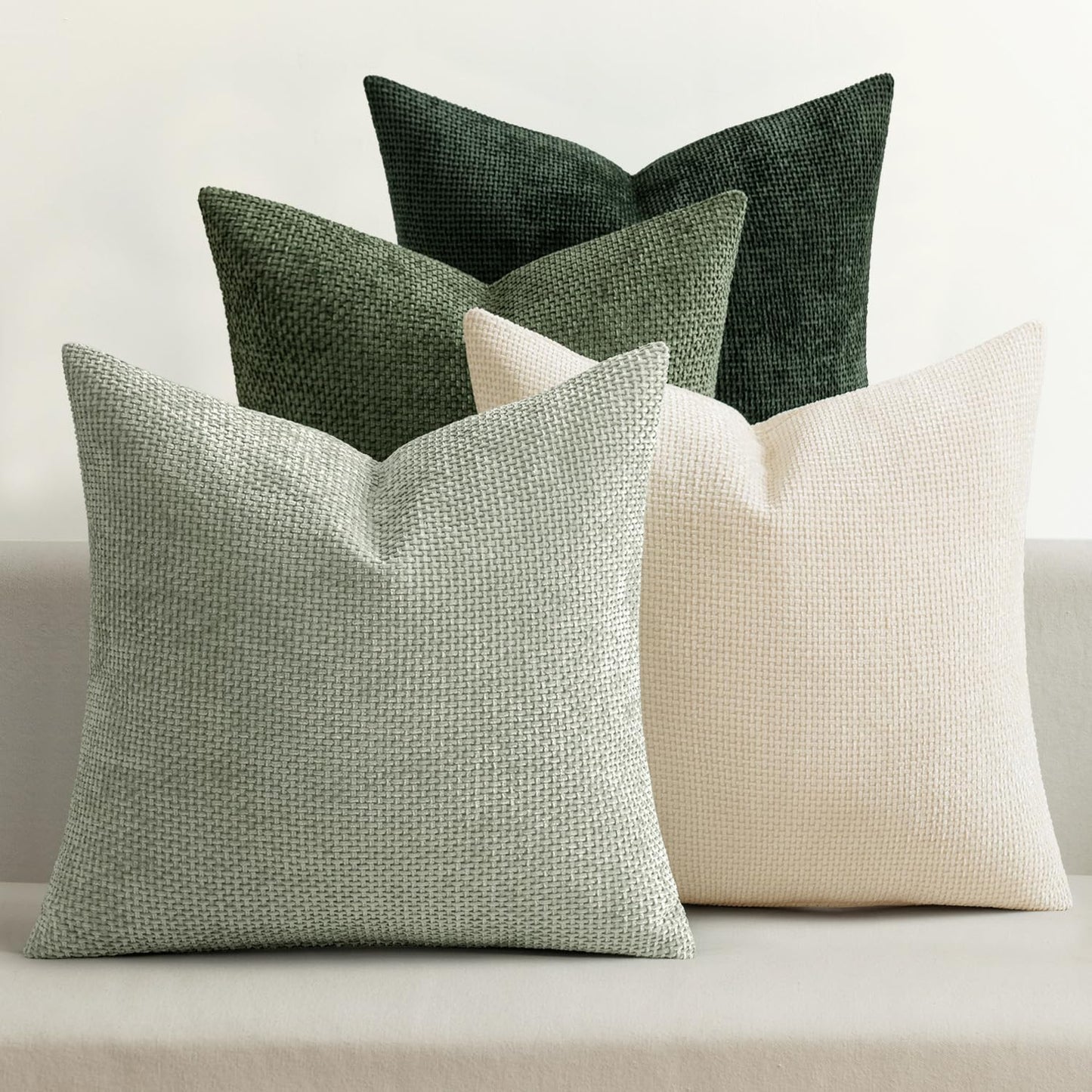 MIULEE Soft Decorative Chenille Pillow Covers Blue Series 18x18 Pack of 4 | Modern Coastal Decor, Blue Gradient Set, Couch Throw Pillows, Farmhouse Boho Cushion Covers for Sofa Bed Living Room