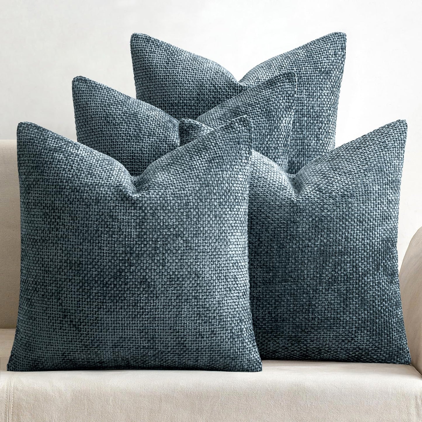 MIULEE Soft Decorative Chenille Pillow Covers Blue Series 18x18 Pack of 4 | Modern Coastal Decor, Blue Gradient Set, Couch Throw Pillows, Farmhouse Boho Cushion Covers for Sofa Bed Living Room