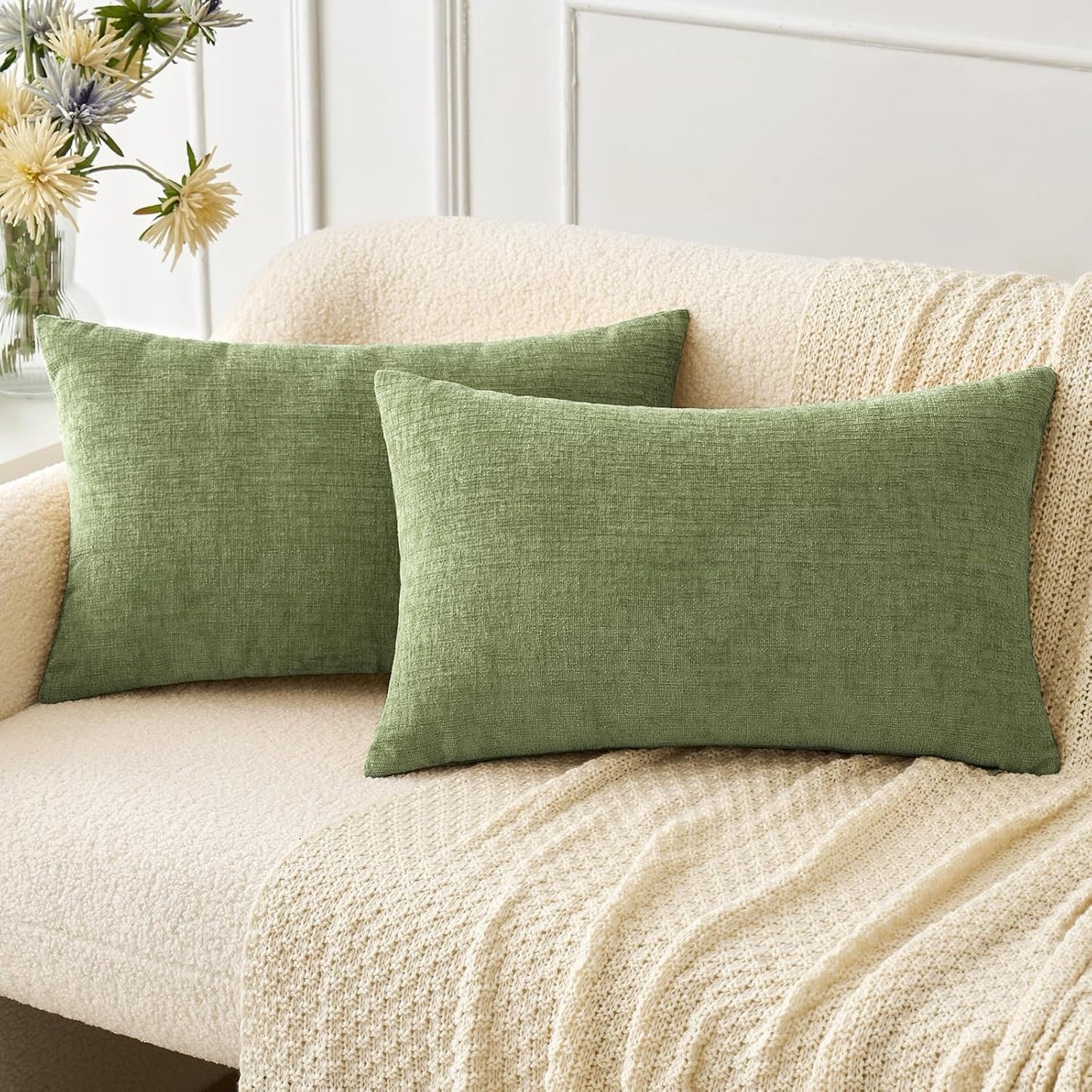 MIULEE Soft Chenille Fall Throw Pillow Covers Burnt Orange 18x18 Pack of 2 | Modern Fall Home Decor, Classic Decorative Pillows, Solid Dyed Cases, Boho Couch Cushion Covers for Sofa Bed Living Room