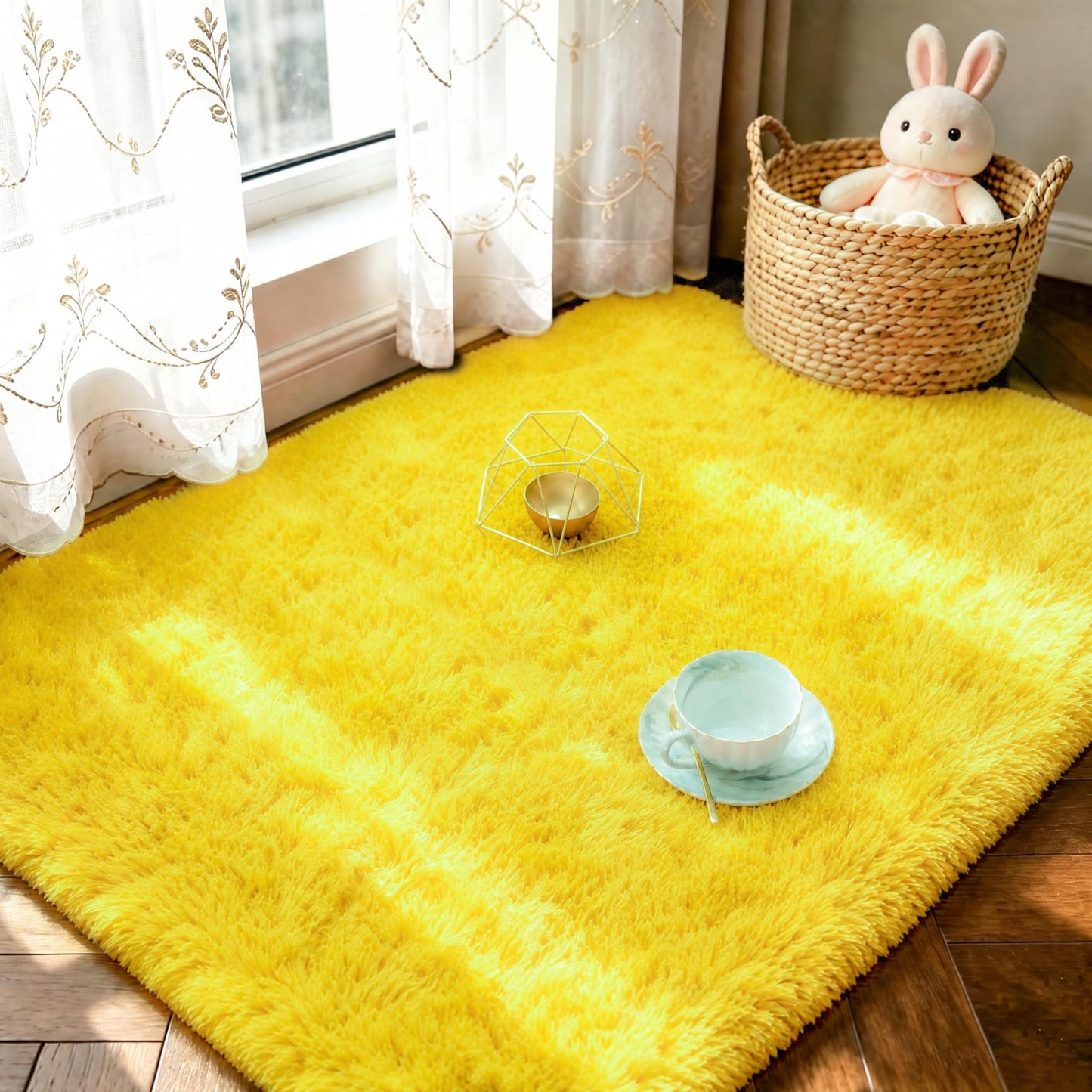LOCHAS Area Rugs Fluffy Living Room Carpets for Kids Bedroom 6x9, Cream | Ultra Soft Indoor Modern Shaggy Rug for Dorm Nursery Boys Girls Home Decor