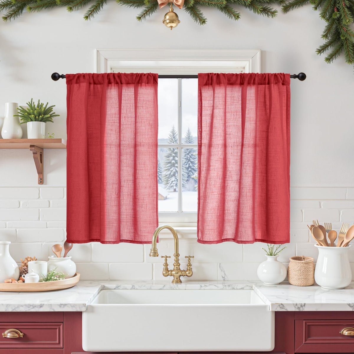 BGment Linen Sheer Curtains 84 Inches Long 2 Panels Set for Living Room | Light Filtering Drapes with Rod Pocket Lightweight Window Treatments for Bedroom, 52 X 84 Inch Length