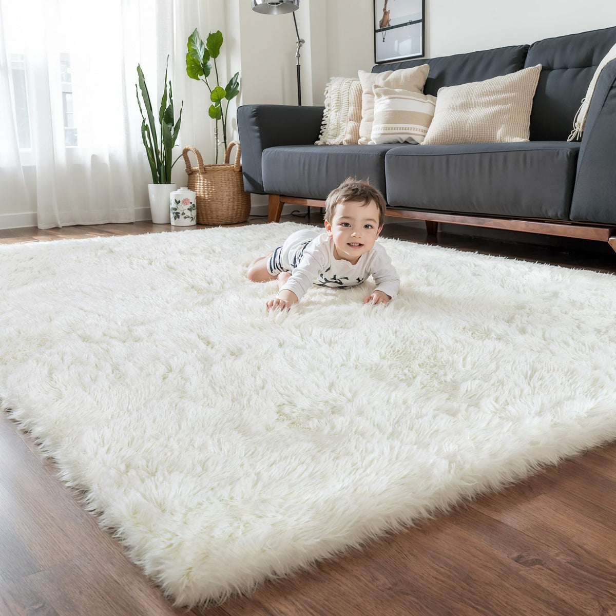 Pink Fluffy 4x6 Area Rugs for Bedroom Girls, Plush Washable Carpet | Area Rug for Kids Room, Nursery, Dorm Room, Non Slip Shaggy Floor Carpet