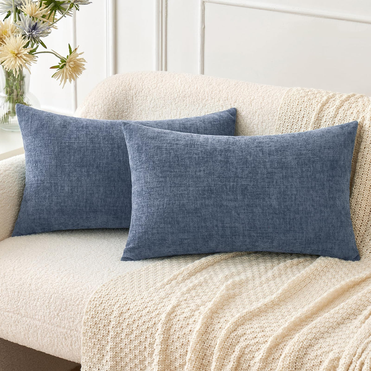 MIULEE Soft Chenille Fall Throw Pillow Covers Burnt Orange 18x18 Pack of 2 | Modern Fall Home Decor, Classic Decorative Pillows, Solid Dyed Cases, Boho Couch Cushion Covers for Sofa Bed Living Room