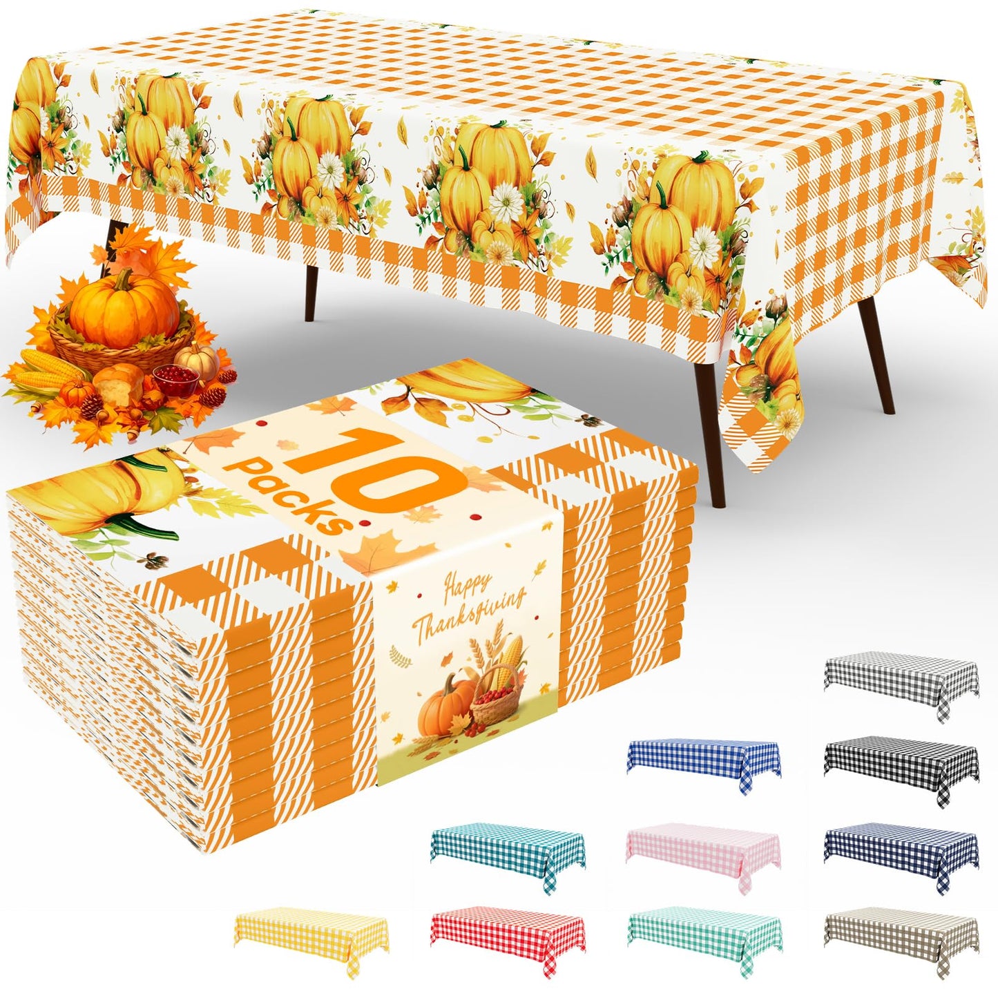 4 Packs Buffalo Disposable Table Cloth, 54 x 108 Inch Waterproof Plastic Tablecloth, Rectangle Red and White Checkered Table Covers for Picnic, Birthday, Party, Back to School