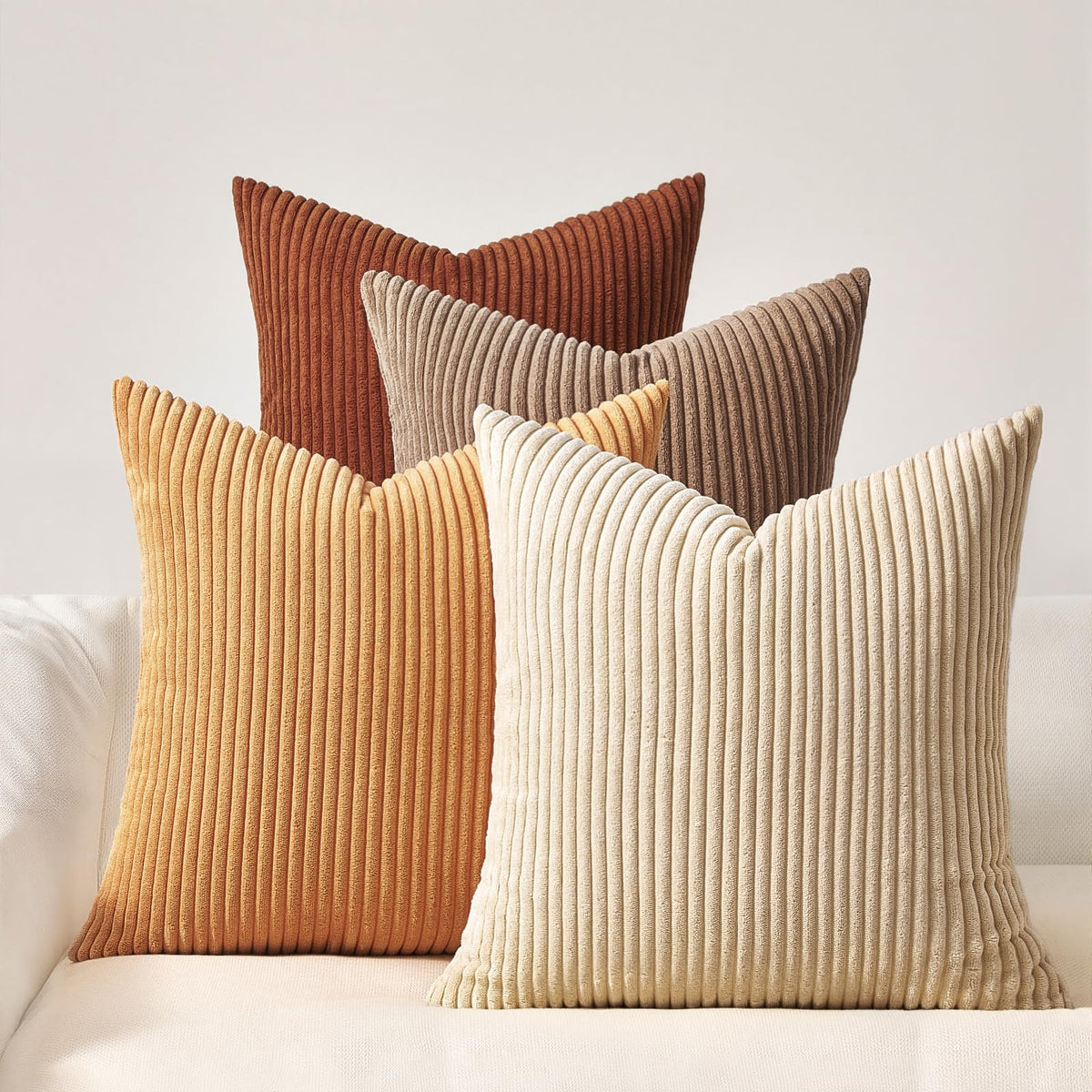 Topfinel Decorative Throw Pillow Covers Cushion Cases, Set of 4 Soft Velvet Modern Double-Sided Designs, Mix and Match for Boho Farmhouse Fall Home Decor (18x18 inch, Orange/Teal)