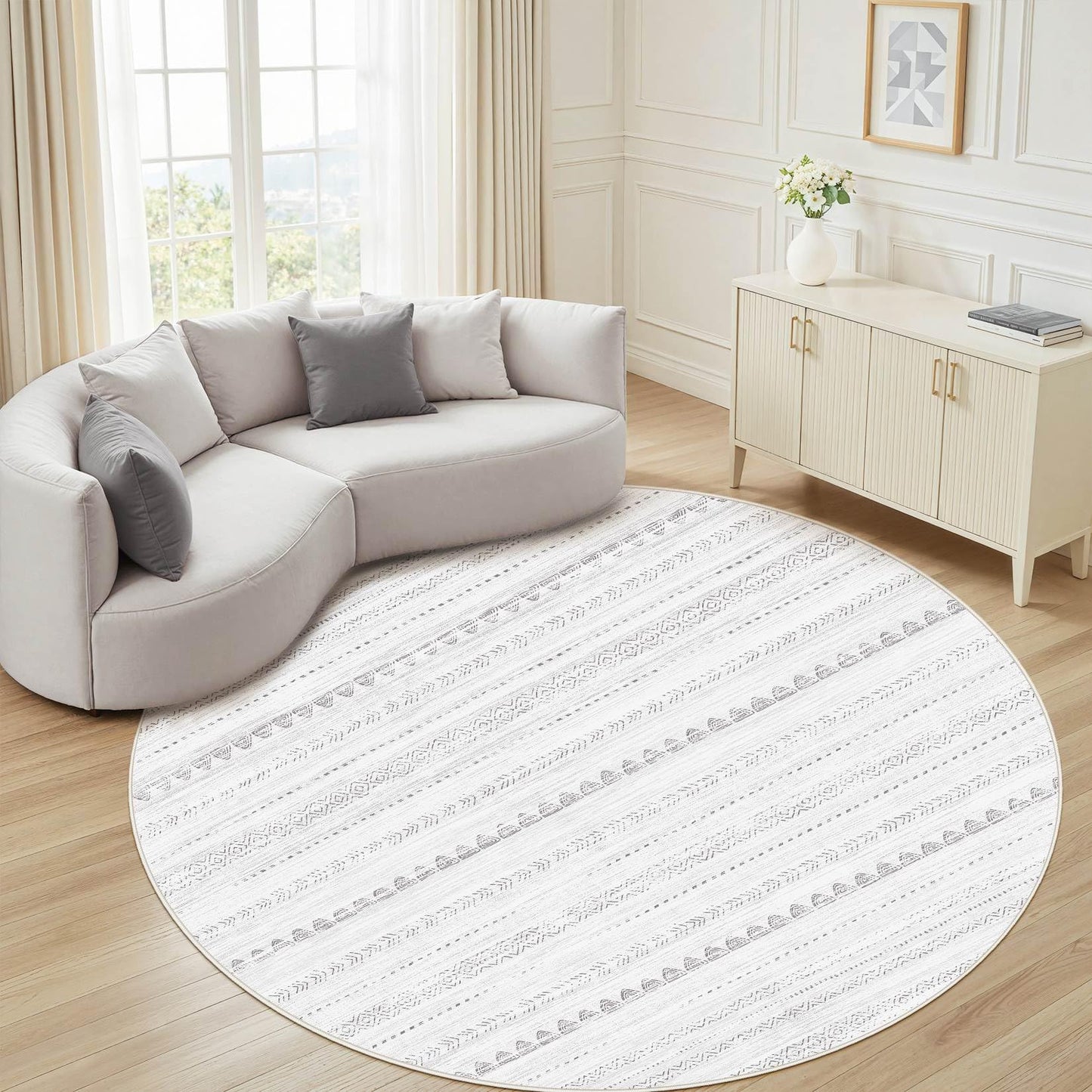 Nakagishi Boho 5x7 Area Rug Living Room Rugs Machine Washable Beige/Brown | Soft, Pet & Kid Friendly, Carpet for Living Room/Bedroom/Office/Kitchen/Nursery, Daily Home Decor Stain Resistant Moroccan