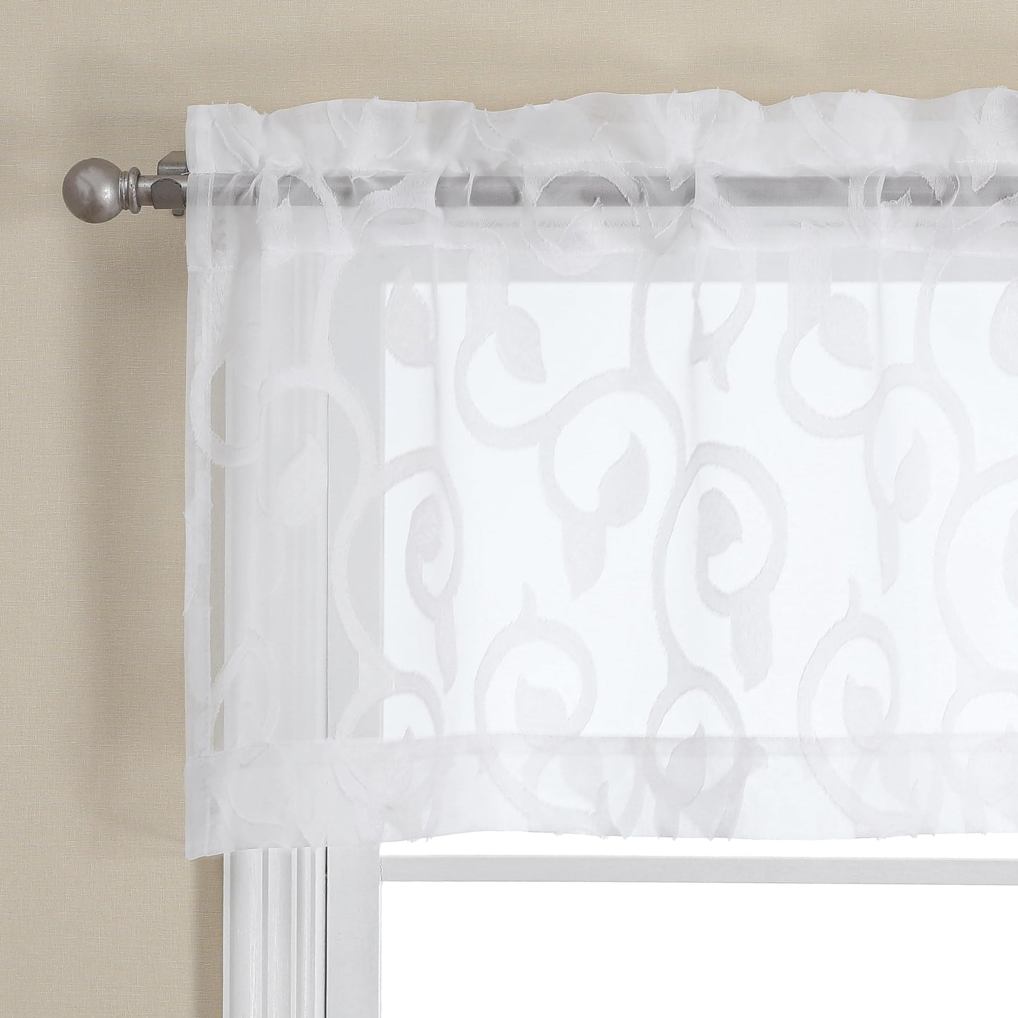 Furman Ivory Sheer Curtains 84 inches Long for Bedroom Living Room 2 Panels Set, Jacquard Clip Light Filtering Semi Sheer Curtain Rod Pocket Window Drapes, 2 Pcs Each 40 W 84 L