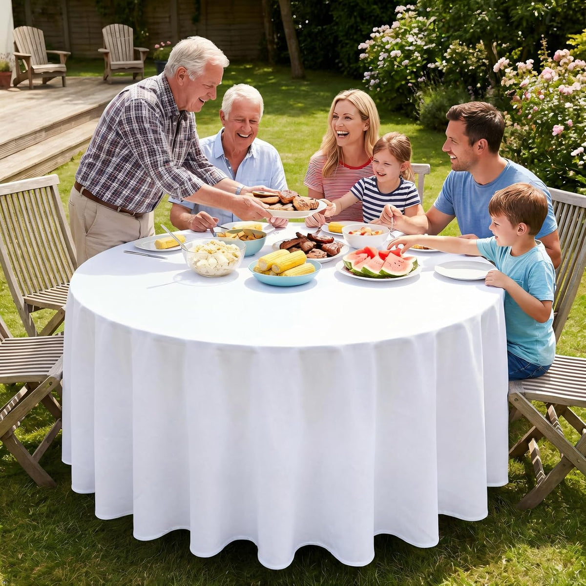 120 Inch White Round Tablecloth, 8 Pack | Wrinkle Resistant, For 4Ft-7Ft Round Table, Polyester Fabric, Washable Table Cloth, For Dining Wedding Party Buffet