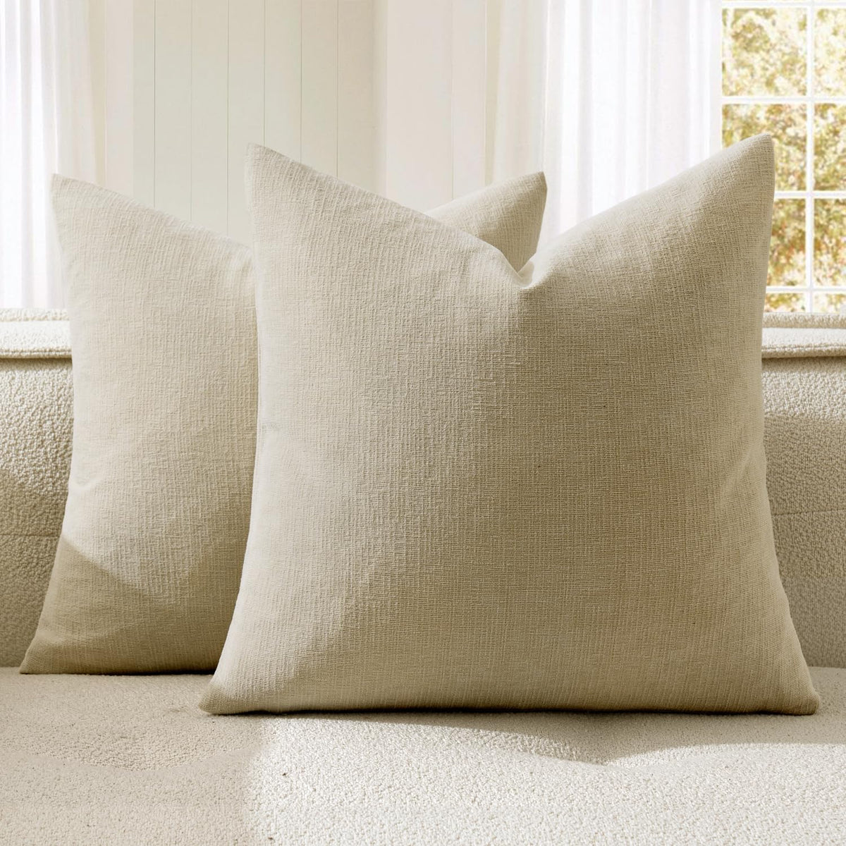 MIULEE Olive Green Chenille Couch Throw Pillow Covers, 18x18 | Set of 2, Soft Modern Farmhouse Style, Decorative Pillowcases for Sofa Living Room Bed, Home Decor