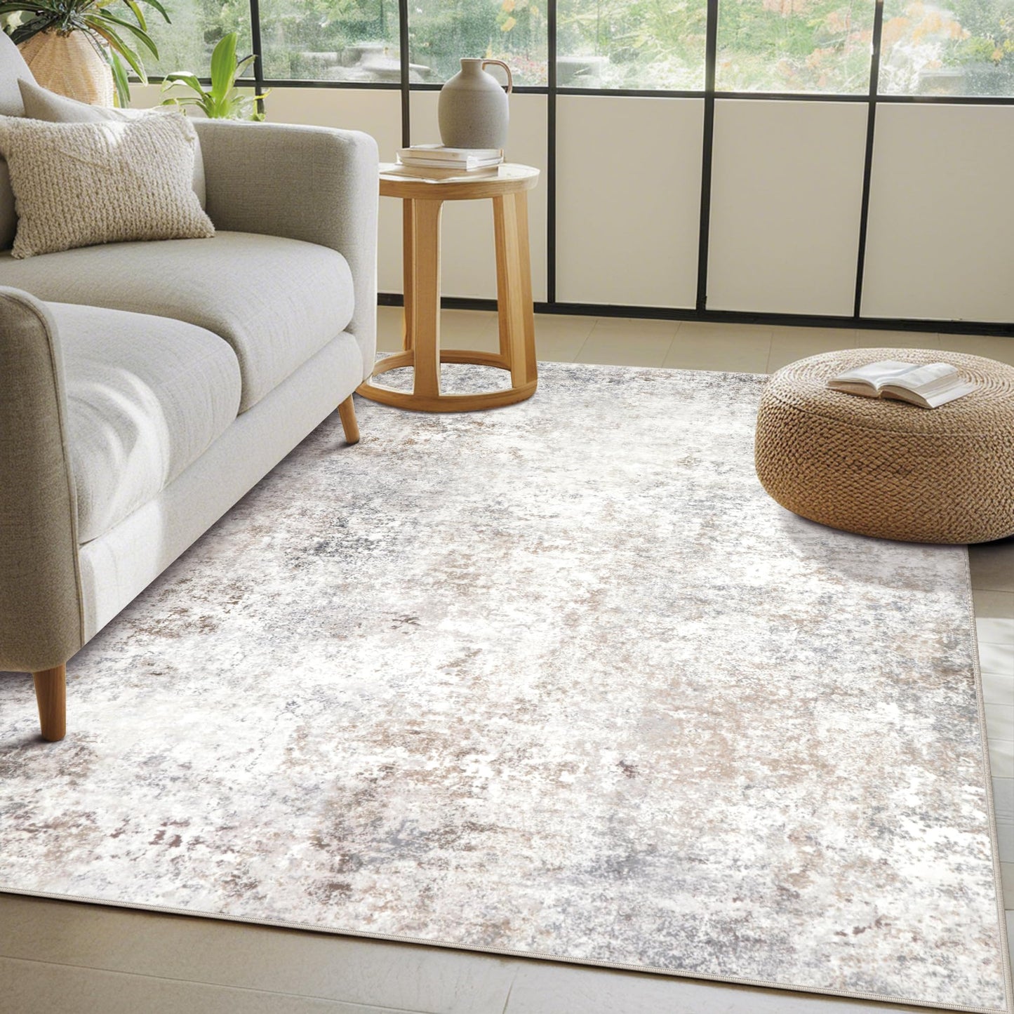 Washable Rugs 8x10 Area Rugs for Living Room,Bedroom,Dining Room Carpet | Ultra Soft Faux Wool,Kids & Pet Friendly,Machine Washable,Non-Slip & Non-Shedding,Large Vintage Low Pile Rug for Home Office
